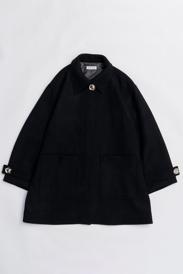 【メゾンスペシャル/MAISON SPECIAL】のMelton Coat/メルトンコート インテリア・キッズ・メンズ・レディースファッション・服の通販 founy(ファニー) https://founy.com/ ファッション Fashion レディースファッション Fashion for Women アウター Coat / Outerwear Collection コート・ロングコート・ピーコート Long Coats, Peacoats & More ショート Short, Short Length シルバー Silver, Metallic Silver スタンド Stand Collar, Upright Stand ポケット Pocket, Pocket Detail メルトン Melton, Heavy Wool 冬 Winter / This Winter エレガント 上品 Elegant 新作・新入荷 New Arrivals / New In |ID: prp329100004779941 ipo3291000000034673814
