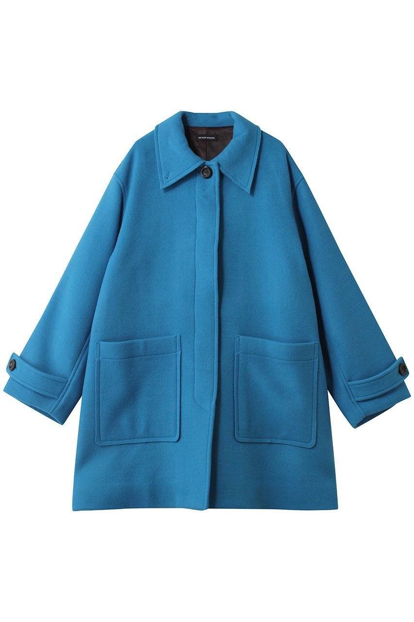 【メゾンスペシャル/MAISON SPECIAL】のMelton Coat/メルトンコート インテリア・キッズ・メンズ・レディースファッション・服の通販 founy(ファニー) 　ファッション　Fashion　レディースファッション　Fashion for Women　アウター　Coat / Outerwear Collection　コート・ロングコート・ピーコート　Long Coats, Peacoats & More　ショート　Short, Short Length　シルバー　Silver, Metallic Silver　スタンド　Stand Collar, Upright Stand　ポケット　Pocket, Pocket Detail　メルトン　Melton, Heavy Wool　冬　Winter / This Winter　エレガント 上品　Elegant　BLU(ブルー)|ID: prp329100004779941 ipo3291000000035804560