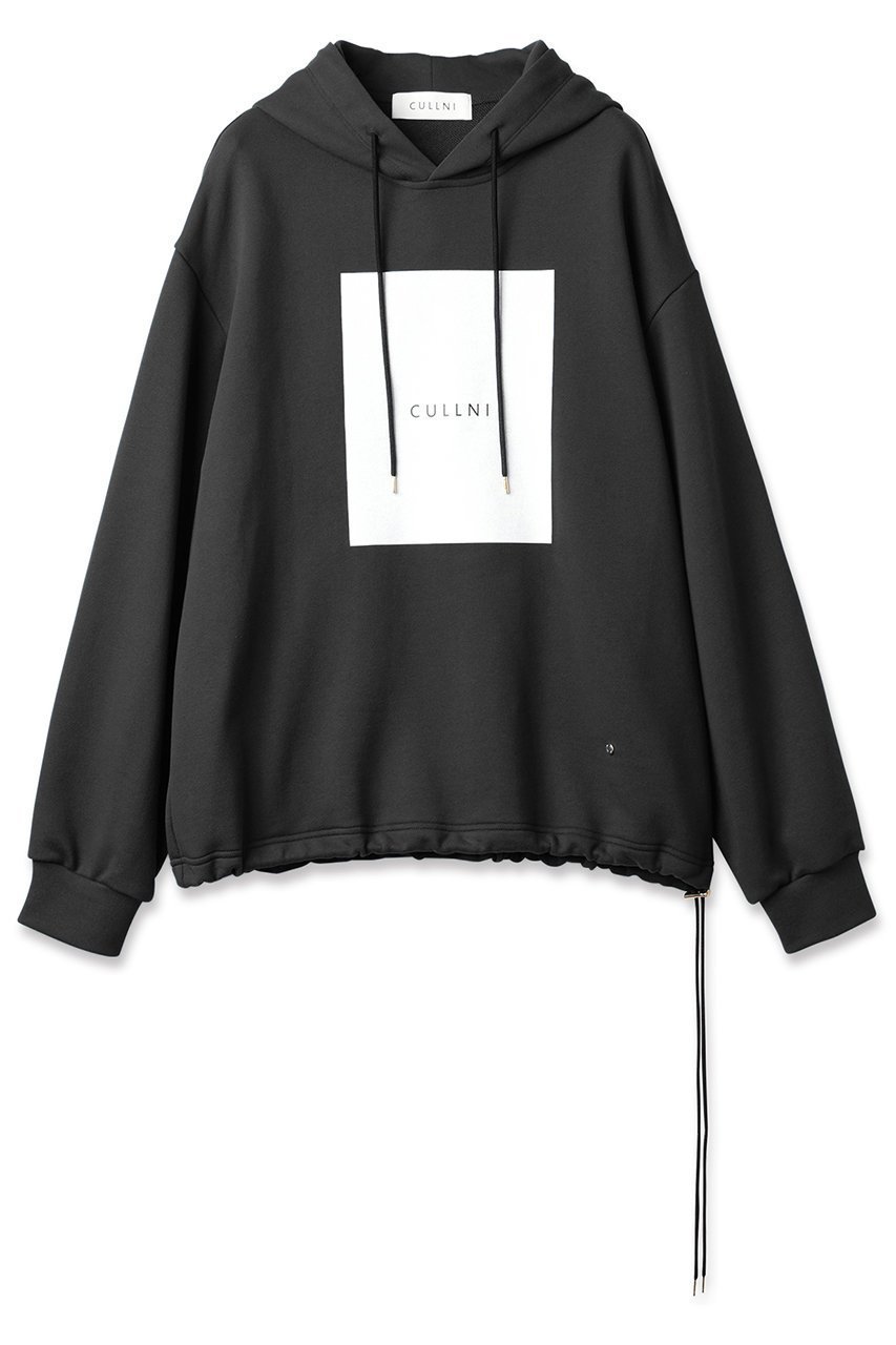 【クルニ/CULLNI】のボックス ロゴ プリント ドローストリング フーディー 人気、トレンドファッション・服の通販 founy(ファニー) 　ファッション　Fashion　レディースファッション　Fashion for Women　トップス・カットソー　Cut & Sew Tops　シャツ・ブラウス・オフィスカジュアル　Elegant Blouses & Button-Ups　レディースパーカー・カジュアルフーディー　Casual Hoodies & Sweatshirts　ロングTシャツ・Tシャツ　Longline T-Shirts & Tees　スウェット・クルーネックトップス　Sweatshirts & Crewnecks / Relaxed Fit Sweat Tops　カットソー・ベーシックTシャツ　Cut-and-Sewn Tops / Stretch Tees & Basics　ショルダー　Shoulder, Shoulder Strap　ドロップ　Drop Shoulder, Dropped Style　ドローコード　Drawcord, Drawstring Cord　ドローストリング　Drawstring, Pull Cord　プリント　Print, Printed Pattern　ベーシック　Basic, Essential　ボックス　Boxy, Box Shape　エレガント 上品　Elegant　新作・新入荷　New Arrivals / New In　other-3|ID: prp329100004779944 ipo3291000000034673851