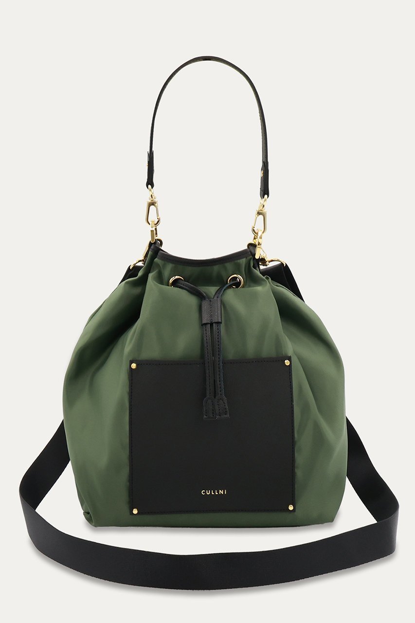 【クルニ/CULLNI】のLeather Pocket ハイカウント タフタ バケットバッグ インテリア・キッズ・メンズ・レディースファッション・服の通販 founy(ファニー) 　ファッション　Fashion　レディースファッション　Fashion for Women　バッグ　Bags　ユニセックス　Unisex, Genderless　タフタ　Taffeta, Structured Fabric　ドローストリング　Drawstring, Pull Cord　ポケット　Pocket, Pocket Detail　エレガント 上品　Elegant　新作・新入荷　New Arrivals / New In　セージグリーン|ID: prp329100004779950 ipo3291000000034673895