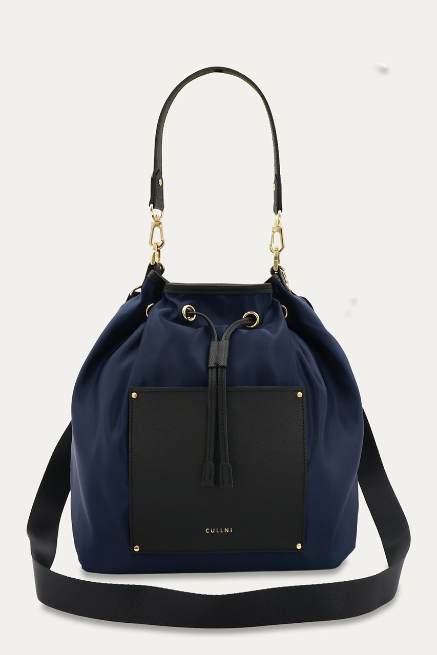 【クルニ/CULLNI】のLeather Pocket ハイカウント タフタ バケットバッグ インテリア・キッズ・メンズ・レディースファッション・服の通販 founy(ファニー) 　ファッション　Fashion　レディースファッション　Fashion for Women　バッグ　Bags　ユニセックス　Unisex, Genderless　タフタ　Taffeta, Structured Fabric　ドローストリング　Drawstring, Pull Cord　ポケット　Pocket, Pocket Detail　エレガント 上品　Elegant　新作・新入荷　New Arrivals / New In　ネイビー|ID: prp329100004779950 ipo3291000000034673897