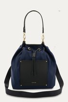 【クルニ/CULLNI】のLeather Pocket ハイカウント タフタ バケットバッグ ネイビー|ID:prp329100004779950