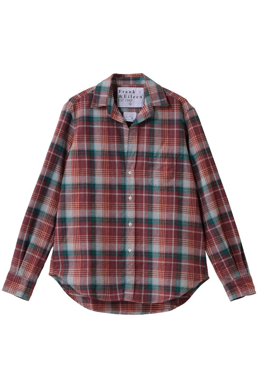 【フランク&アイリーン/Frank&Eileen】のEILEEN イタリアンコットン レッド シャツ 人気、トレンドファッション・服の通販 founy(ファニー) 　ファッション　Fashion　レディースファッション　Fashion for Women　トップス・カットソー　Cut & Sew Tops　シャツ・ブラウス・オフィスカジュアル　Elegant Blouses & Button-Ups　スリーブ　Sleeve, Long Sleeve / Short Sleeve　チェック　Check, Plaid, Tartan　ロング　Long, Long-Length　無地　Plain, Solid Color　 other-1|ID: prp329100004780618 ipo3291000000036049768