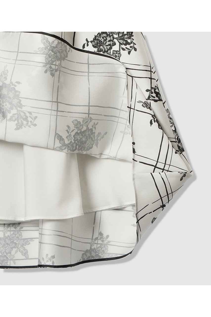 【アルアバイル/allureville】の【LOULOU WILLOUGHBY】SILK CO フラワーチェックスカート 人気、トレンドファッション・服の通販 founy(ファニー) 　ファッション　Fashion　レディースファッション　Fashion for Women　スカート　Skirts　ロングスカート　Long Skirts / Maxi & Midi Skirts　2025年　2025　2025-2026秋冬・A/W　Autumn/Winter 2025–26 AW25–26　イタリア　Italy　フレア　Flare, Flared　モノトーン　Monotone, Black and White　レース　Lace, Lace Fabric　ロング　Long, Long-Length　エレガント 上品　Elegant　A/W・秋冬　Autumn/Winter　other-4|ID: prp329100004780656 ipo3291000000034684508