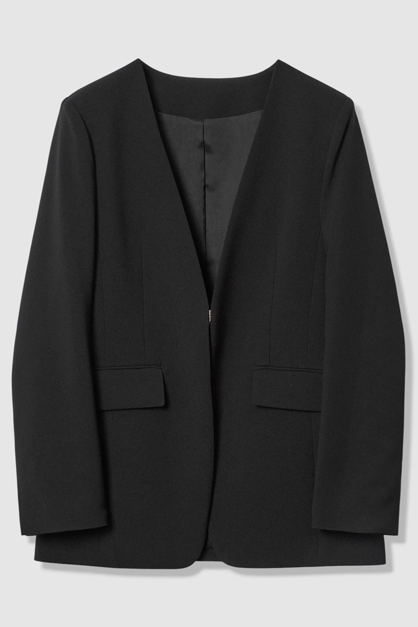 【アルアバイル/allureville】の【LOULOU WILLOUGHBY】ダブルクロスノーカラージャケット インテリア・キッズ・メンズ・レディースファッション・服の通販 founy(ファニー) 　ファッション　Fashion　レディースファッション　Fashion for Women　アウター　Coat / Outerwear Collection　レディースジャケット・軽アウター　Jackets　ノーカラージャケット / シンプル上品コーデ　Collarless Jackets　2025年　2025　2025-2026秋冬・A/W　Autumn/Winter 2025–26 AW25–26　シンプル　Simple, Minimal　ジャケット　Jacket, Outerwear　ダブル　Double, Double-Breasted　フロント　Front, Front Design　エレガント 上品　Elegant　A/W・秋冬　Autumn/Winter　ブラック|ID: prp329100004780660 ipo3291000000034684531