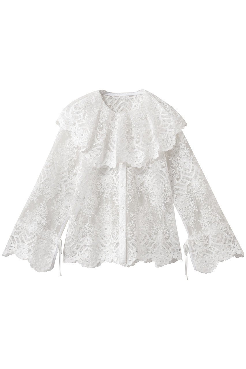 【アルアバイル/allureville】の【LOULOU WILLOUGHBY】チュール刺繍ブラウス インテリア・キッズ・メンズ・レディースファッション・服の通販 founy(ファニー) ファッション Fashion レディースファッション Fashion for Women トップス・カットソー Cut & Sew Tops シャツ・ブラウス・オフィスカジュアル Elegant Blouses & Button-Ups 2026年 2026 おすすめ Recommended / Our Picks カフス Cuff Design カーディガン Cardigan, Knitwear ジャケット Jacket, Outerwear スカラップ Scallop, Scalloped Edge スパンコール Sequins, Sequin Embellishment スリーブ Sleeve, Long Sleeve / Short Sleeve チュール Tulip, Tulip Motif リボン Ribbon, Bow レース Lace, Lace Fabric ロング Long, Long-Length ワイド Wide, Wide Fit 夏 Summer 春 Spring S/S・春夏 SS, Spring/Summer, Warm Season ホワイト|ID: prp329100004780662 ipo3291000000036092646