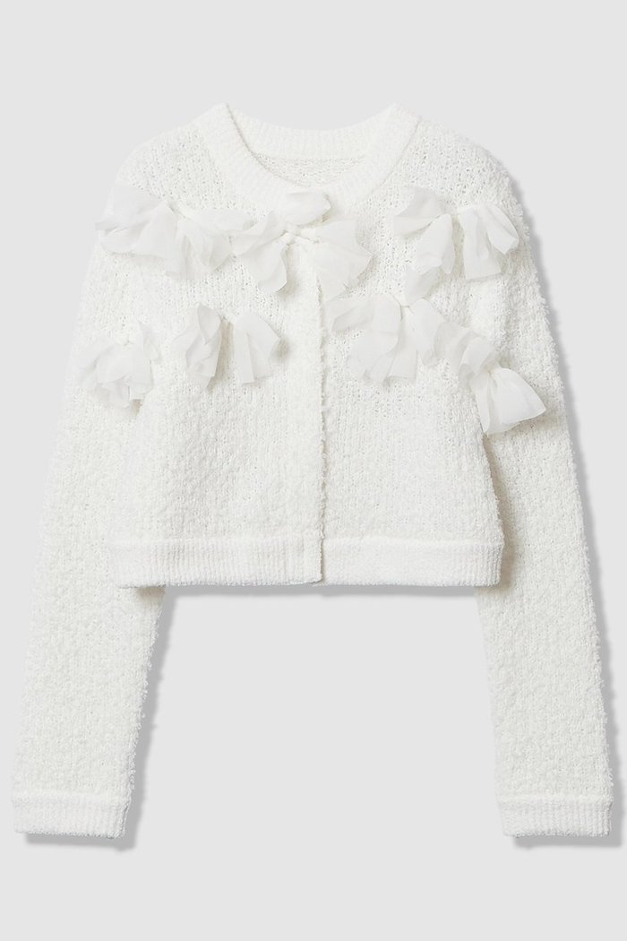 【アルアバイル/allureville】の【LOULOU WILLOUGHBY】ペタルパピヨンカーディガン インテリア・キッズ・メンズ・レディースファッション・服の通販 founy(ファニー) https://founy.com/ ファッション Fashion レディースファッション Fashion for Women トップス・カットソー Cut & Sew Tops ニット Knit Tops & Sweaters カーディガン・羽織り Layered Style Cardigans 2025年 2025 2025-2026秋冬・A/W Autumn/Winter 2025–26 AW25–26 おすすめ Recommended / Our Picks アンサンブル Ensemble Set カーディガン Cardigan, Knitwear ジョーゼット Georgette, Semi-Sheer Fabric ツイード／ツィード Choker, Choker Necklace リボン Ribbon, Bow A/W・秋冬 Autumn/Winter |ID: prp329100004780665 ipo3291000000034684572