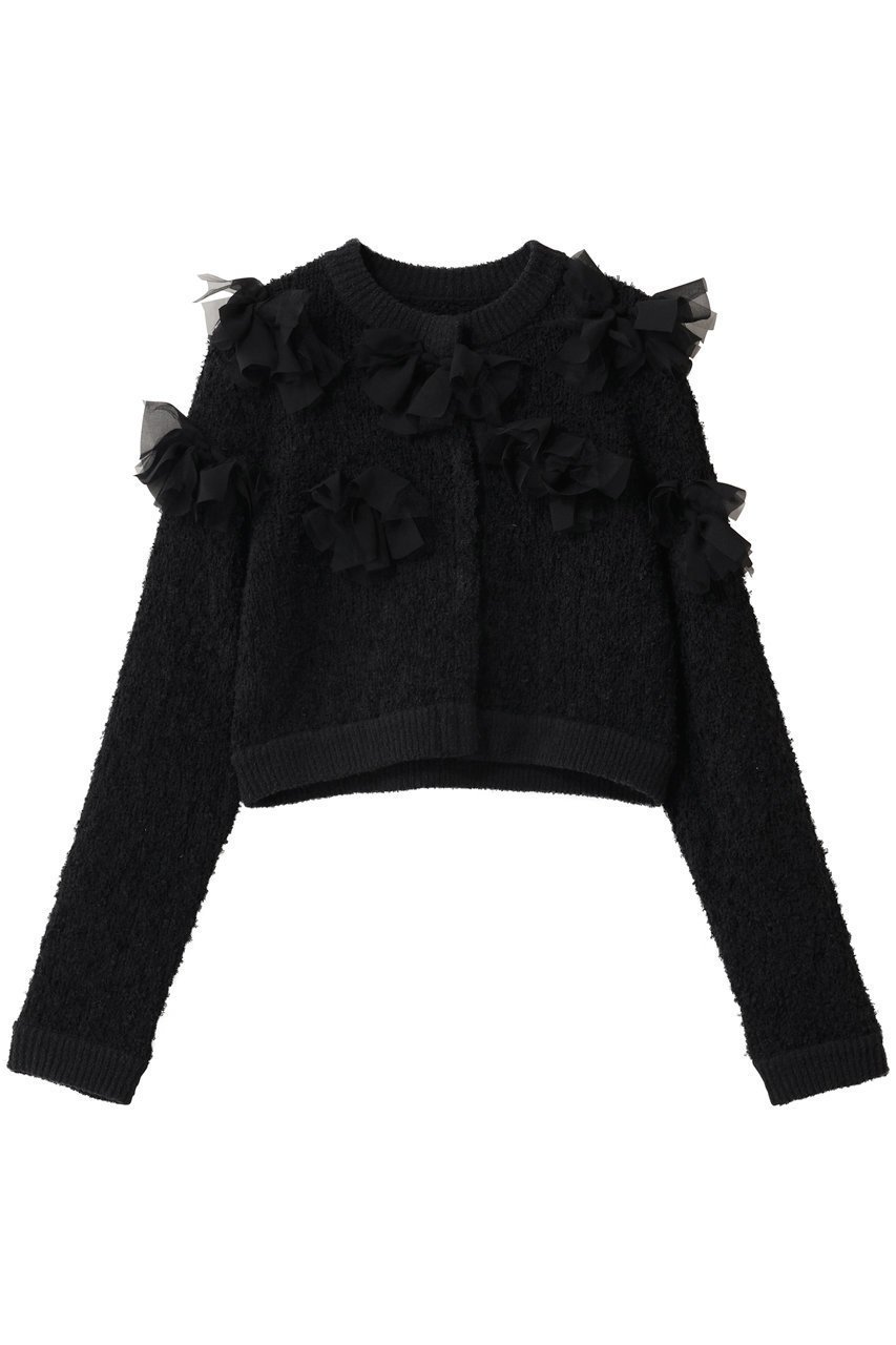 【アルアバイル/allureville】の【LOULOU WILLOUGHBY】ペタルパピヨンカーディガン インテリア・キッズ・メンズ・レディースファッション・服の通販 founy(ファニー) ファッション Fashion レディースファッション Fashion for Women トップス・カットソー Cut & Sew Tops ニット Knit Tops & Sweaters カーディガン・羽織り Layered Style Cardigans おすすめ Recommended / Our Picks アンサンブル Ensemble Set カーディガン Cardigan, Knitwear ジョーゼット Georgette, Semi-Sheer Fabric ツイード/ツィード Choker, Choker Necklace リボン Ribbon, Bow ブラック|ID: prp329100004780665 ipo3291000000036130729