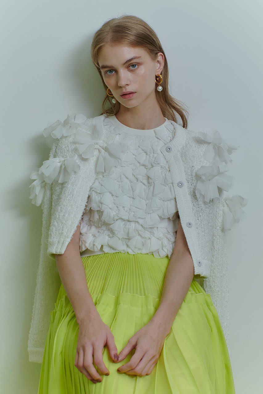 【アルアバイル/allureville】の【LOULOU WILLOUGHBY】ペタルパピヨンカーディガン 人気、トレンドファッション・服の通販 founy(ファニー) 　ファッション　Fashion　レディースファッション　Fashion for Women　トップス・カットソー　Cut & Sew Tops　ニット　Knit Tops & Sweaters　カーディガン・羽織り　Layered Style Cardigans　おすすめ　Recommended / Our Picks　アンサンブル　Ensemble Set　カーディガン　Cardigan, Knitwear　ジョーゼット　Georgette, Semi-Sheer Fabric　ツイード／ツィード　Choker, Choker Necklace　リボン　Ribbon, Bow　other-3|ID: prp329100004780665 ipo3291000000036749611