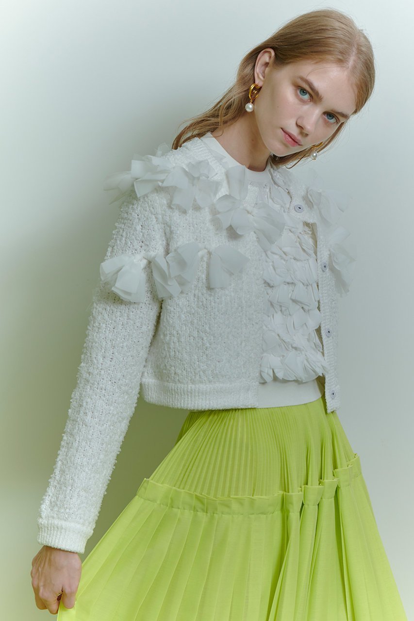 【アルアバイル/allureville】の【LOULOU WILLOUGHBY】ペタルパピヨンカーディガン 人気、トレンドファッション・服の通販 founy(ファニー) 　ファッション　Fashion　レディースファッション　Fashion for Women　トップス・カットソー　Cut & Sew Tops　ニット　Knit Tops & Sweaters　カーディガン・羽織り　Layered Style Cardigans　おすすめ　Recommended / Our Picks　アンサンブル　Ensemble Set　カーディガン　Cardigan, Knitwear　ジョーゼット　Georgette, Semi-Sheer Fabric　ツイード／ツィード　Choker, Choker Necklace　リボン　Ribbon, Bow　other-4|ID: prp329100004780665 ipo3291000000036749612