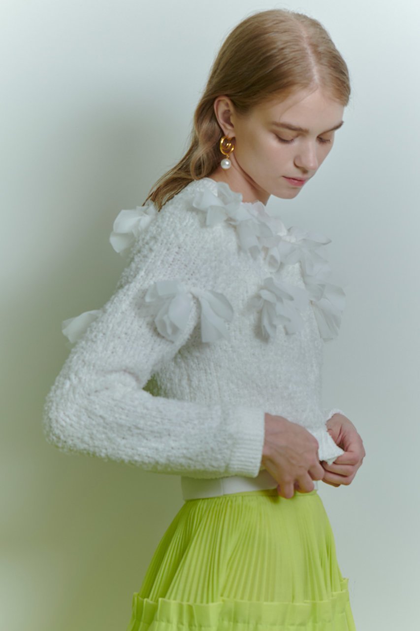 【アルアバイル/allureville】の【LOULOU WILLOUGHBY】ペタルパピヨンカーディガン 人気、トレンドファッション・服の通販 founy(ファニー) 　ファッション　Fashion　レディースファッション　Fashion for Women　トップス・カットソー　Cut & Sew Tops　ニット　Knit Tops & Sweaters　カーディガン・羽織り　Layered Style Cardigans　おすすめ　Recommended / Our Picks　アンサンブル　Ensemble Set　カーディガン　Cardigan, Knitwear　ジョーゼット　Georgette, Semi-Sheer Fabric　ツイード／ツィード　Choker, Choker Necklace　リボン　Ribbon, Bow　other-5|ID: prp329100004780665 ipo3291000000036749613