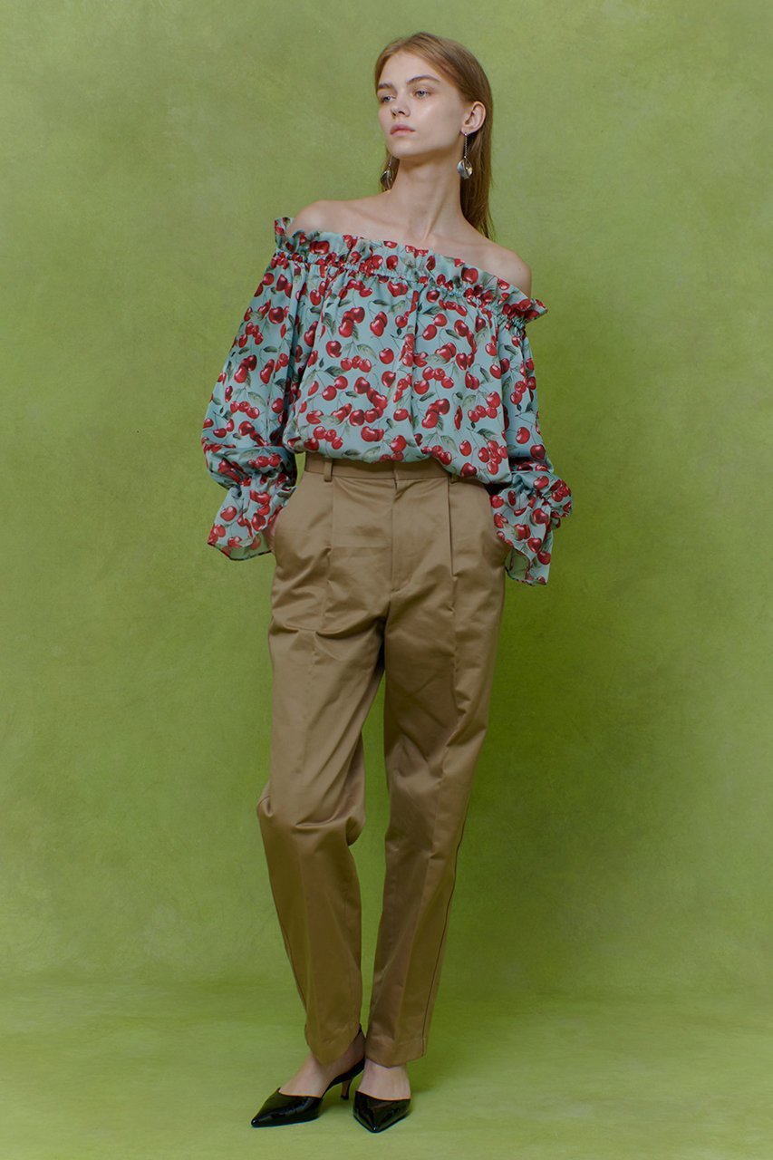 【アルアバイル/allureville】の【LOULOU WILLOUGHBY】タックチノパンツ 人気、トレンドファッション・服の通販 founy(ファニー) 　ファッション　Fashion　レディースファッション　Fashion for Women　パンツ　Pants & Trousers　2025年　2025　2025-2026秋冬・A/W　Autumn/Winter 2025–26 AW25–26　センター　Center, Center Line　チェリー　Cherry, Cherry Pattern　パイピング　Piping, Trim Design　プリント　Print, Printed Pattern　A/W・秋冬　Autumn/Winter　other-6|ID: prp329100004780679 ipo3291000000034684692