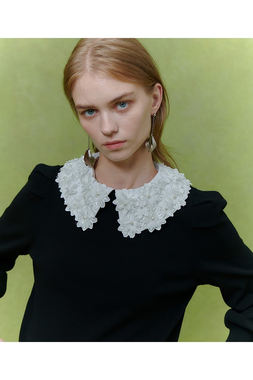 【アルアバイル/allureville】の【LOULOU WILLOUGHBY】フラワー衿付プルオーバー 人気、トレンドファッション・服の通販 founy(ファニー) 　ファッション　Fashion　レディースファッション　Fashion for Women　トップス・カットソー　Cut & Sew Tops　ニット　Knit Tops & Sweaters　カジュアルプルオーバー・ニットトップス　Pullovers & Knit Tops / Casual Pullovers　2025年　2025　2025-2026秋冬・A/W　Autumn/Winter 2025–26 AW25–26　シンプル　Simple, Minimal　パール　Pearl, Pearl Accent　フラワー　Flower, Floral　モチーフ　Motif, Design Theme　A/W・秋冬　Autumn/Winter　other-6|ID: prp329100004780697 ipo3291000000034684811