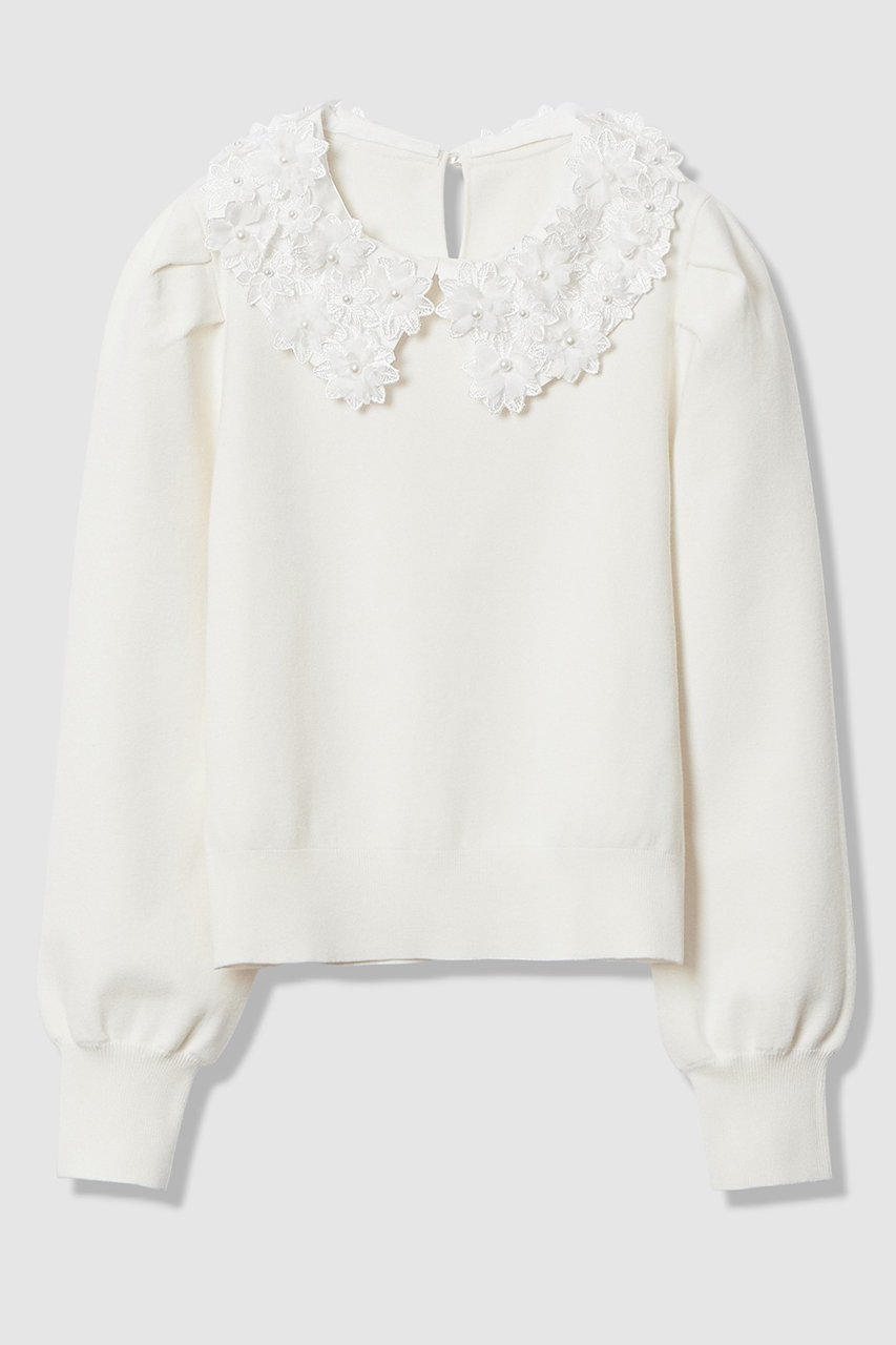 【アルアバイル/allureville】の【LOULOU WILLOUGHBY】フラワー衿付プルオーバー 人気、トレンドファッション・服の通販 founy(ファニー) 　ファッション　Fashion　レディースファッション　Fashion for Women　トップス・カットソー　Cut & Sew Tops　ニット　Knit Tops & Sweaters　カジュアルプルオーバー・ニットトップス　Pullovers & Knit Tops / Casual Pullovers　2026年　2026　シンプル　Simple, Minimal　パール　Pearl, Pearl Accent　フラワー　Flower, Floral　モチーフ　Motif, Design Theme　夏　Summer　春　Spring　S/S・春夏　SS, Spring/Summer, Warm Season　 other-1|ID: prp329100004780697 ipo3291000000035703456