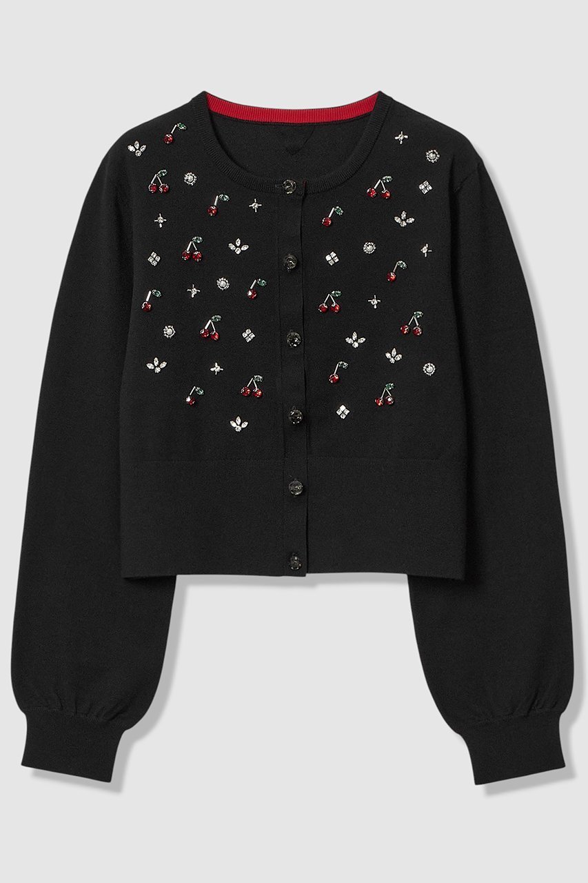 【アルアバイル/allureville】の【LOULOU WILLOUGHBY】CHERRYビジューカーディガン 人気、トレンドファッション・服の通販 founy(ファニー) 　ファッション　Fashion　レディースファッション　Fashion for Women　トップス・カットソー　Cut & Sew Tops　ニット　Knit Tops & Sweaters　カーディガン・羽織り　Layered Style Cardigans　2025年　2025　2025-2026秋冬・A/W　Autumn/Winter 2025–26 AW25–26　カーディガン　Cardigan, Knitwear　コンパクト　Compact, Small Size　ビジュー　Bijou, Jewel-like Accent　モチーフ　Motif, Design Theme　春　Spring　A/W・秋冬　Autumn/Winter　 other-1|ID: prp329100004780699 ipo3291000000034684815