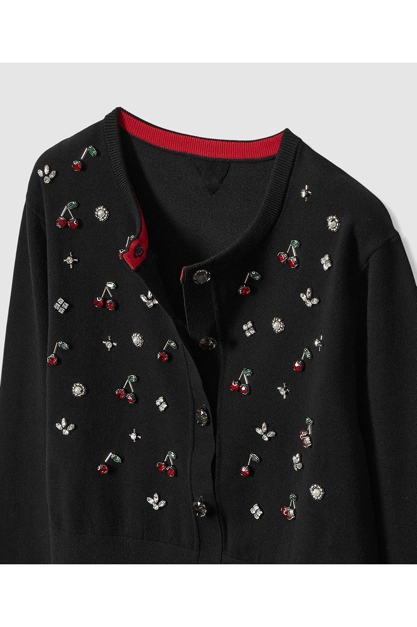 【アルアバイル/allureville】の【LOULOU WILLOUGHBY】CHERRYビジューカーディガン 人気、トレンドファッション・服の通販 founy(ファニー) 　ファッション　Fashion　レディースファッション　Fashion for Women　トップス・カットソー　Cut & Sew Tops　ニット　Knit Tops & Sweaters　カーディガン・羽織り　Layered Style Cardigans　2025年　2025　2025-2026秋冬・A/W　Autumn/Winter 2025–26 AW25–26　カーディガン　Cardigan, Knitwear　コンパクト　Compact, Small Size　ビジュー　Bijou, Jewel-like Accent　モチーフ　Motif, Design Theme　春　Spring　A/W・秋冬　Autumn/Winter　other-3|ID: prp329100004780699 ipo3291000000034684818
