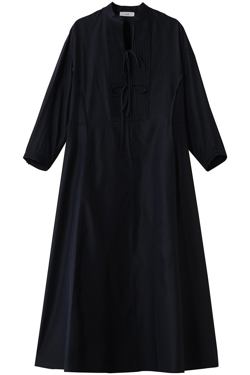 【エブール/ebure】のライトウールシルク バンドカラーワンピース インテリア・キッズ・メンズ・レディースファッション・服の通販 founy(ファニー) 　ファッション　Fashion　レディースファッション　Fashion for Women　ワンピース　Dresses　チュニック　Tunic Tops & Dresses　2026年　2026　シルク　Silk, 100% Silk　ダブル　Double, Double-Breasted　チュニック　Tunic, Long Top　フロント　Front, Front Design　リボン　Ribbon, Bow　エレガント 上品　Elegant　夏　Summer　春　Spring　S/S・春夏　SS, Spring/Summer, Warm Season　ネイビー|ID: prp329100004781789 ipo3291000000035894613