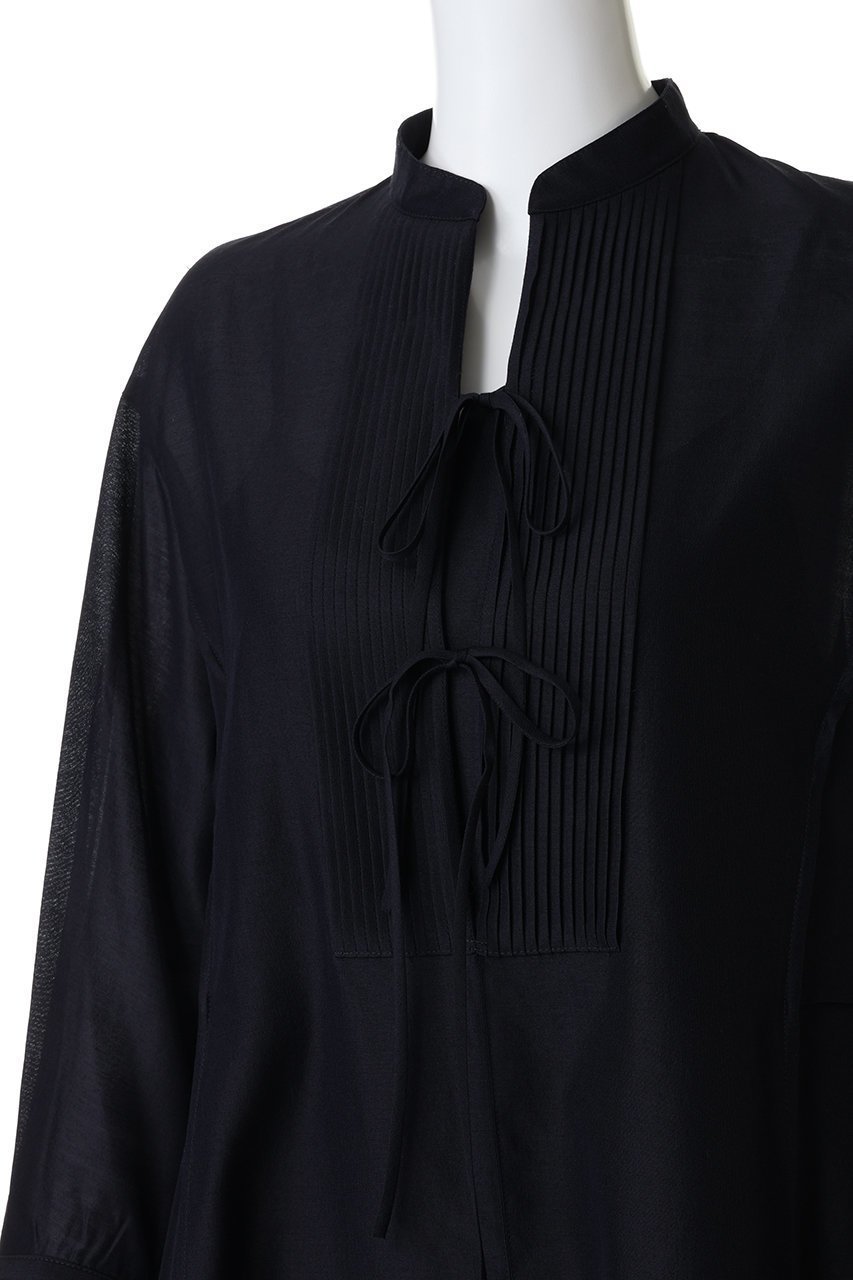 【エブール/ebure】のライトウールシルク バンドカラーワンピース 人気、トレンドファッション・服の通販 founy(ファニー) 　ファッション　Fashion　レディースファッション　Fashion for Women　ワンピース　Dresses　チュニック　Tunic Tops & Dresses　2026年　2026　シルク　Silk, 100% Silk　ダブル　Double, Double-Breasted　チュニック　Tunic, Long Top　フロント　Front, Front Design　リボン　Ribbon, Bow　エレガント 上品　Elegant　夏　Summer　春　Spring　S/S・春夏　SS, Spring/Summer, Warm Season　other-5|ID: prp329100004781789 ipo3291000000035953326