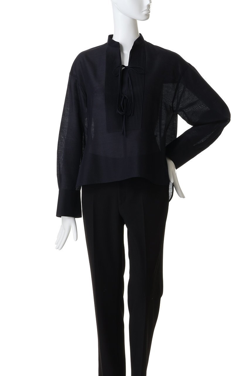 【エブール/ebure】のライトウールシルク バンドカラーブラウス 人気、トレンドファッション・服の通販 founy(ファニー) 　ファッション　Fashion　レディースファッション　Fashion for Women　トップス・カットソー　Cut & Sew Tops　シャツ・ブラウス・オフィスカジュアル　Elegant Blouses & Button-Ups　2026年　2026　おすすめ　Recommended / Our Picks　インナー　Innerwear　シルク　Silk, 100% Silk　シルケット　Silket, Silky Cotton　ジャケット　Jacket, Outerwear　スリーブ　Sleeve, Long Sleeve / Short Sleeve　タートル　Turtleneck, Turtle Collar　ダブル　Double, Double-Breasted　フロント　Front, Front Design　リボン　Ribbon, Bow　ロング　Long, Long-Length　夏　Summer　春　Spring　S/S・春夏　SS, Spring/Summer, Warm Season　other-2|ID: prp329100004781790 ipo3291000000035942785