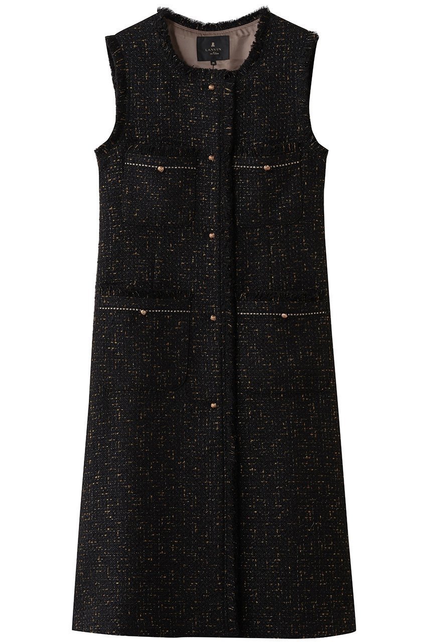 【ランバン オン ブルー/LANVIN en Bleu】のツイードジレワンピース インテリア・キッズ・メンズ・レディースファッション・服の通販 founy(ファニー) 　ファッション　Fashion　レディースファッション　Fashion for Women　アウター　Coat / Outerwear Collection　ワンピース　Dresses　チュニック　Tunic Tops & Dresses　2026年　2026　チュニック　Tunic, Long Top　ツイード　Twill, Twill Weave　ロング　Long, Long-Length　夏　Summer　春　Spring　S/S・春夏　SS, Spring/Summer, Warm Season　ブラック|ID: prp329100004781805 ipo3291000000034694732