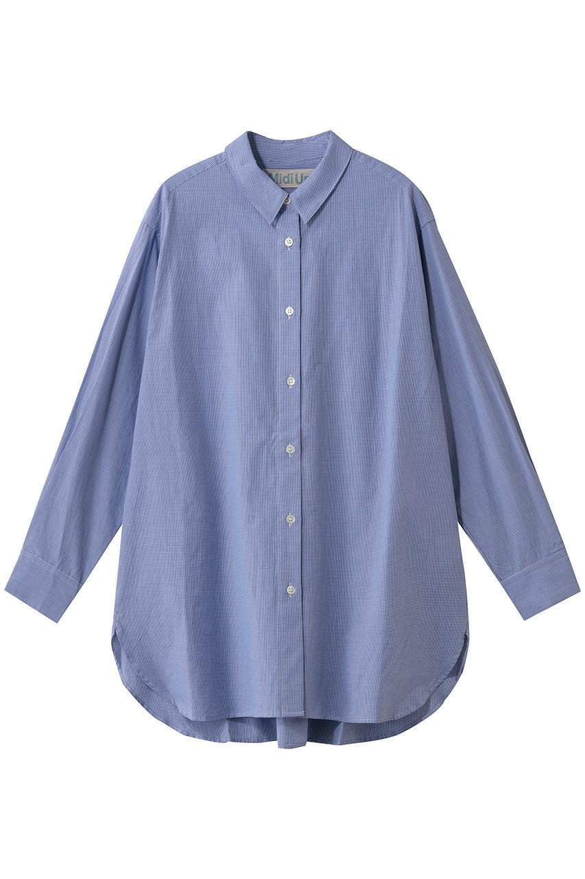 【ミディウミ/MidiUmi】のpatterned wide long shirt シャツ インテリア・キッズ・メンズ・レディースファッション・服の通販 founy(ファニー) 　ファッション　Fashion　レディースファッション　Fashion for Women　トップス・カットソー　Cut & Sew Tops　シャツ・ブラウス・オフィスカジュアル　Elegant Blouses & Button-Ups　スリーブ　Sleeve, Long Sleeve / Short Sleeve　バランス　Balance, Style Balance　ビジネス 仕事 通勤　Business / Work / Commuting　ベスト　Vest, Waistcoat　ロング　Long, Long-Length　ワイド　Wide, Wide Fit　羽織　Haori, Light Jacket　navy|ID: prp329100004781822 ipo3291000000034755785