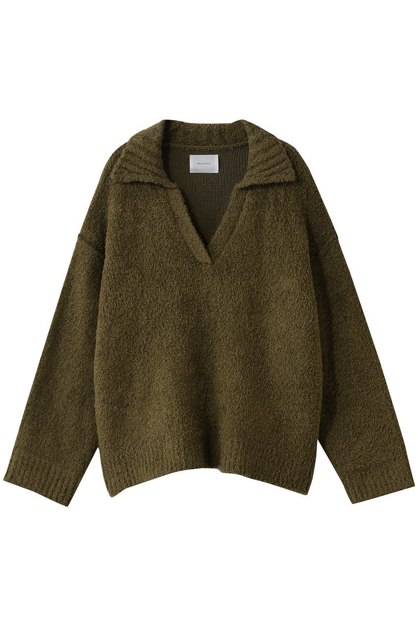 【ミディウミソリッド/MIDIUMISOLID】のfeather yarn skipper PO プルオーバー インテリア・キッズ・メンズ・レディースファッション・服の通販 founy(ファニー) 　ファッション　Fashion　レディースファッション　Fashion for Women　トップス・カットソー　Cut & Sew Tops　ニット　Knit Tops & Sweaters　カジュアルプルオーバー・ニットトップス　Pullovers & Knit Tops / Casual Pullovers　スキッパー　Skipper, Open Collar　デコルテ　Décolleté, Neckline　フェザー　Feather, Feather Detail　フレア　Flare, Flared　マニッシュ　Mannish, Boyish　khaki|ID: prp329100004781835 ipo3291000000035804907