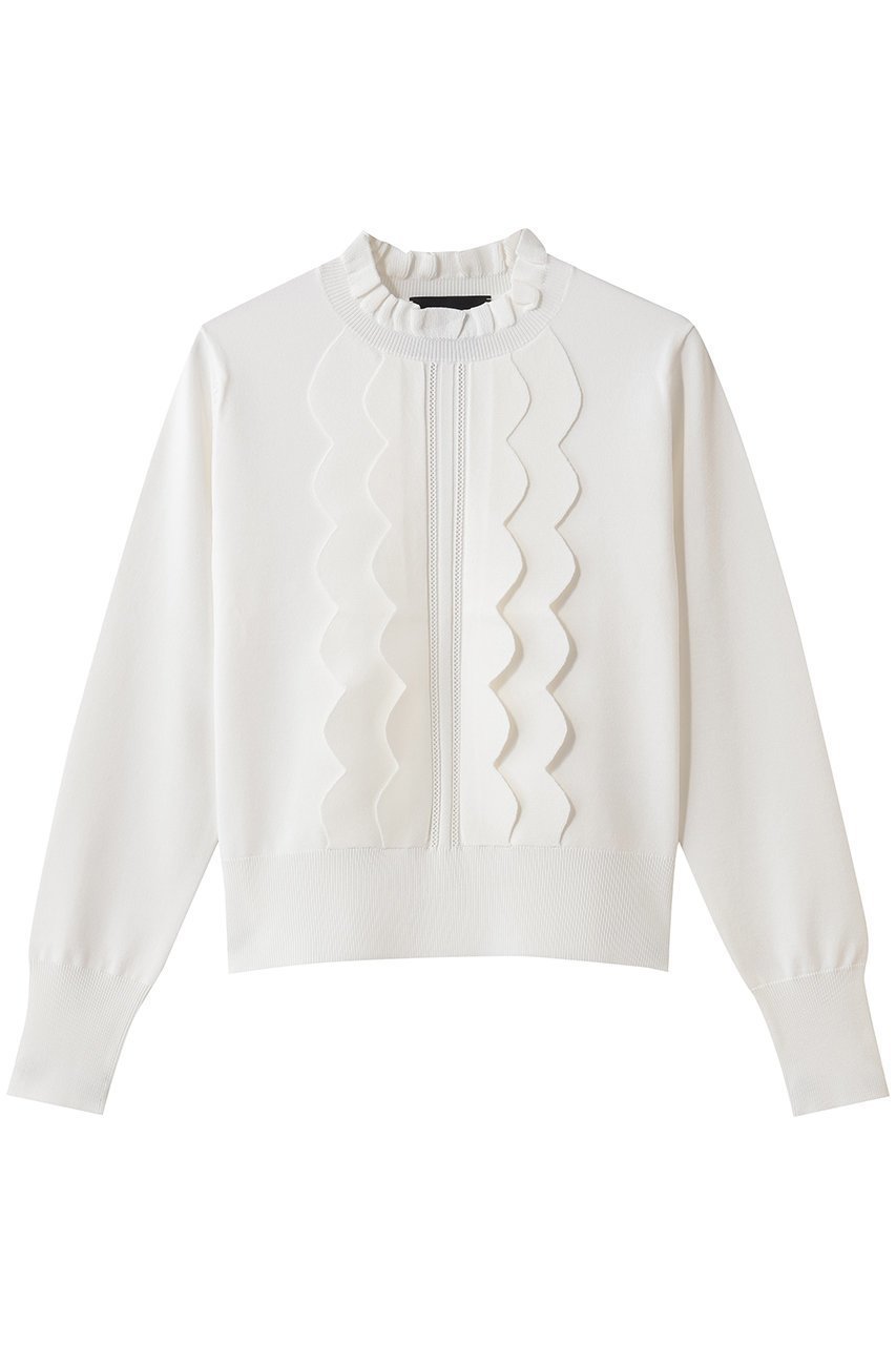 【ランバン オン ブルー/LANVIN en Bleu】のスカラフリルニット インテリア・キッズ・メンズ・レディースファッション・服の通販 founy(ファニー) 　ファッション　Fashion　レディースファッション　Fashion for Women　トップス・カットソー　Cut & Sew Tops　ニット　Knit Tops & Sweaters　カジュアルプルオーバー・ニットトップス　Pullovers & Knit Tops / Casual Pullovers　2026年　2026　シンプル　Simple, Minimal　スカラップ　Scallop, Scalloped Edge　スタンド　Stand Collar, Upright Stand　フリル　Frill, Ruffle　夏　Summer　春　Spring　S/S・春夏　SS, Spring/Summer, Warm Season　オフ|ID: prp329100004781838 ipo3291000000034694995