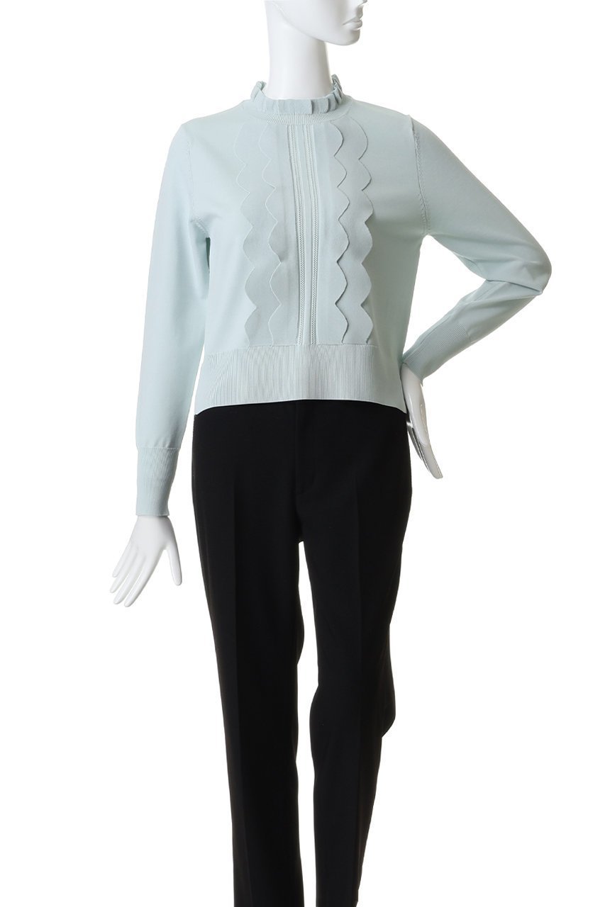 【ランバン オン ブルー/LANVIN en Bleu】のスカラフリルニット 人気、トレンドファッション・服の通販 founy(ファニー) 　ファッション　Fashion　レディースファッション　Fashion for Women　トップス・カットソー　Cut & Sew Tops　ニット　Knit Tops & Sweaters　カジュアルプルオーバー・ニットトップス　Pullovers & Knit Tops / Casual Pullovers　2026年　2026　シンプル　Simple, Minimal　スカラップ　Scallop, Scalloped Edge　スタンド　Stand Collar, Upright Stand　フリル　Frill, Ruffle　夏　Summer　春　Spring　S/S・春夏　SS, Spring/Summer, Warm Season　other-2|ID: prp329100004781838 ipo3291000000036156130