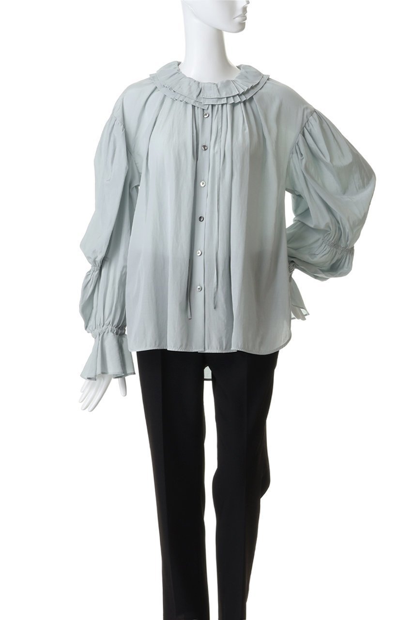 【ランバン オン ブルー/LANVIN en Bleu】のトリアセローンフリルカラーブラウス 人気、トレンドファッション・服の通販 founy(ファニー) 　ファッション　Fashion　レディースファッション　Fashion for Women　トップス・カットソー　Cut & Sew Tops　シャツ・ブラウス・オフィスカジュアル　Elegant Blouses & Button-Ups　2026年　2026　ギャザー　Gathered, Ruffled　スラックス　Slacks, Dress Pants　スリーブ　Sleeve, Long Sleeve / Short Sleeve　デニム　Denim, Jeans Material　フェミニン　Feminine, Girly　フリル　Frill, Ruffle　ロング　Long, Long-Length　夏　Summer　春　Spring　S/S・春夏　SS, Spring/Summer, Warm Season　other-2|ID: prp329100004781842 ipo3291000000034695047