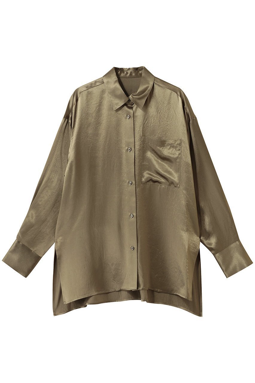 【アンクレイヴ/uncrave】のアセテートヴィンテージサテン ミドルシャツ インテリア・キッズ・メンズ・レディースファッション・服の通販 founy(ファニー) ファッション Fashion レディースファッション Fashion for Women トップス・カットソー Cut & Sew Tops シャツ・ブラウス・オフィスカジュアル Elegant Blouses & Button-Ups スリーブ Sleeve, Long Sleeve / Short Sleeve セットアップ Set-Up, Coordinated Outfit ミドル Middle Length, Mid Height ロング Long, Long-Length ヴィンテージ Vintage Style エレガント 上品 Elegant 吸水 Absorbent, Quick-Dry カーキベージュ|ID: prp329100004782558 ipo3291000000035826783