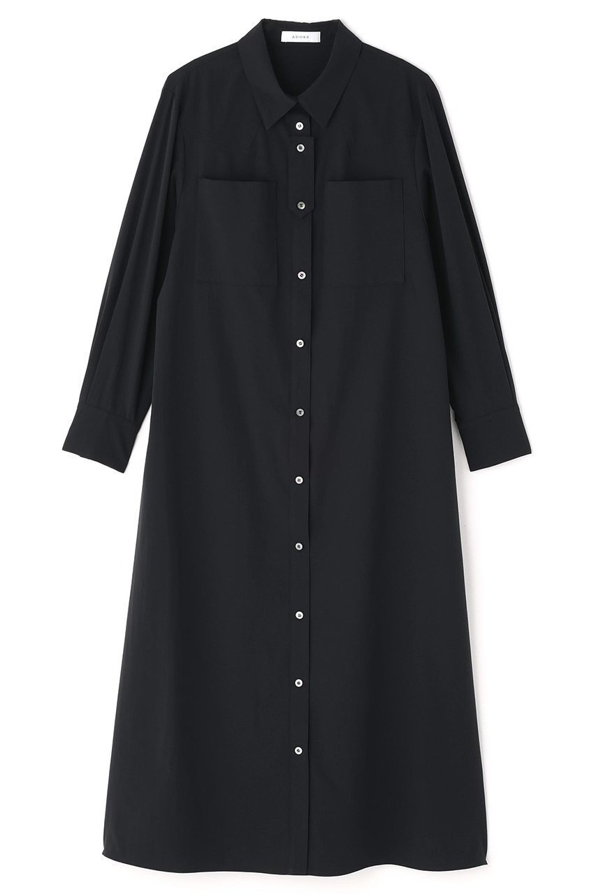 【アドーア/ADORE】のソフトタイプライターワンピース インテリア・キッズ・メンズ・レディースファッション・服の通販 founy(ファニー) 　ファッション　Fashion　レディースファッション　Fashion for Women　ワンピース　Dresses　チュニック　Tunic Tops & Dresses　ウエスタン　Western Style　タイプライター　Typewriter Fabric, Crisp Cotton　チュニック　Tunic, Long Top　ドレス　Dress, One-Piece　ヨーク　Yoke, Yoke Design　ロング　Long, Long-Length　再入荷　Restock / Back in Stock　ブラック|ID: prp329100004782570 ipo3291000000035850506