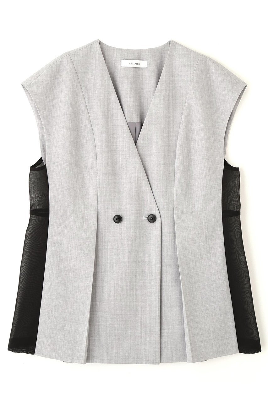 【アドーア/ADORE】のスマートトロピカルブラウス インテリア・キッズ・メンズ・レディースファッション・服の通販 founy(ファニー) 　ファッション　Fashion　レディースファッション　Fashion for Women　トップス・カットソー　Cut & Sew Tops　キャミソール&ノースリーブ　Camisoles & Sleeveless Tops　シャツ・ブラウス・オフィスカジュアル　Elegant Blouses & Button-Ups　おすすめ　Recommended / Our Picks　シアー　Sheer, See-Through　セットアップ　Set-Up, Coordinated Outfit　ノースリーブ　Sleeveless, No-Sleeve　新作・新入荷　New Arrivals / New In　グレー|ID: prp329100004782575 ipo3291000000034705718