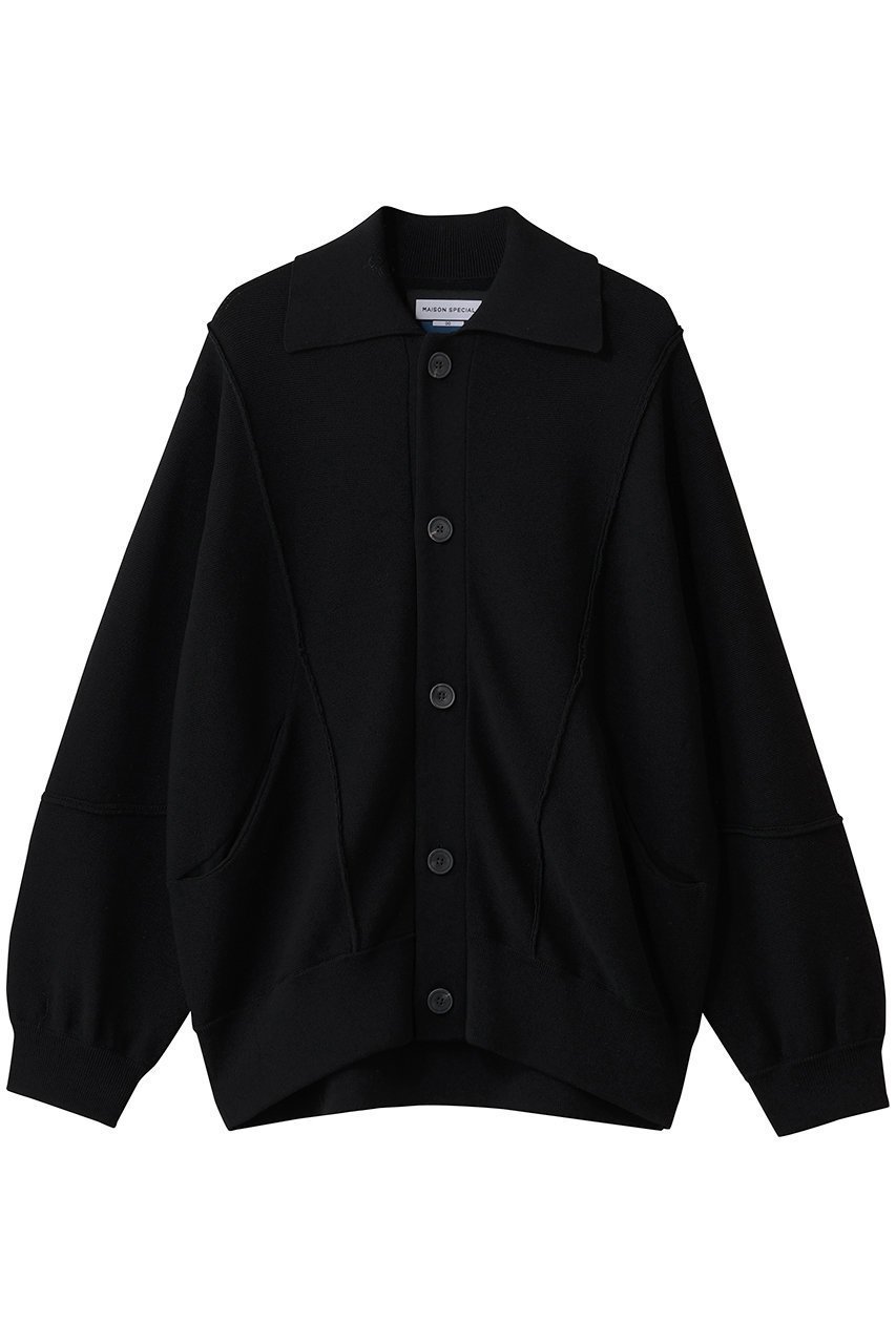 【メゾンスペシャル/MAISON SPECIAL】の【UNISEX】編みかえハイゲージポロカーデ インテリア・キッズ・メンズ・レディースファッション・服の通販 founy(ファニー) 　ファッション　Fashion　レディースファッション　Fashion for Women　トップス・カットソー　Cut & Sew Tops　ニット　Knit Tops & Sweaters　カーディガン・羽織り　Layered Style Cardigans　ユニセックス　Unisex, Genderless　カーディガン　Cardigan, Knitwear　ショルダー　Shoulder, Shoulder Strap　ドロップ　Drop Shoulder, Dropped Style　バランス　Balance, Style Balance　フィット　Fit, Slim Fit　エレガント 上品　Elegant　BLK(ブラック)|ID: prp329100004782593 ipo3291000000035861274