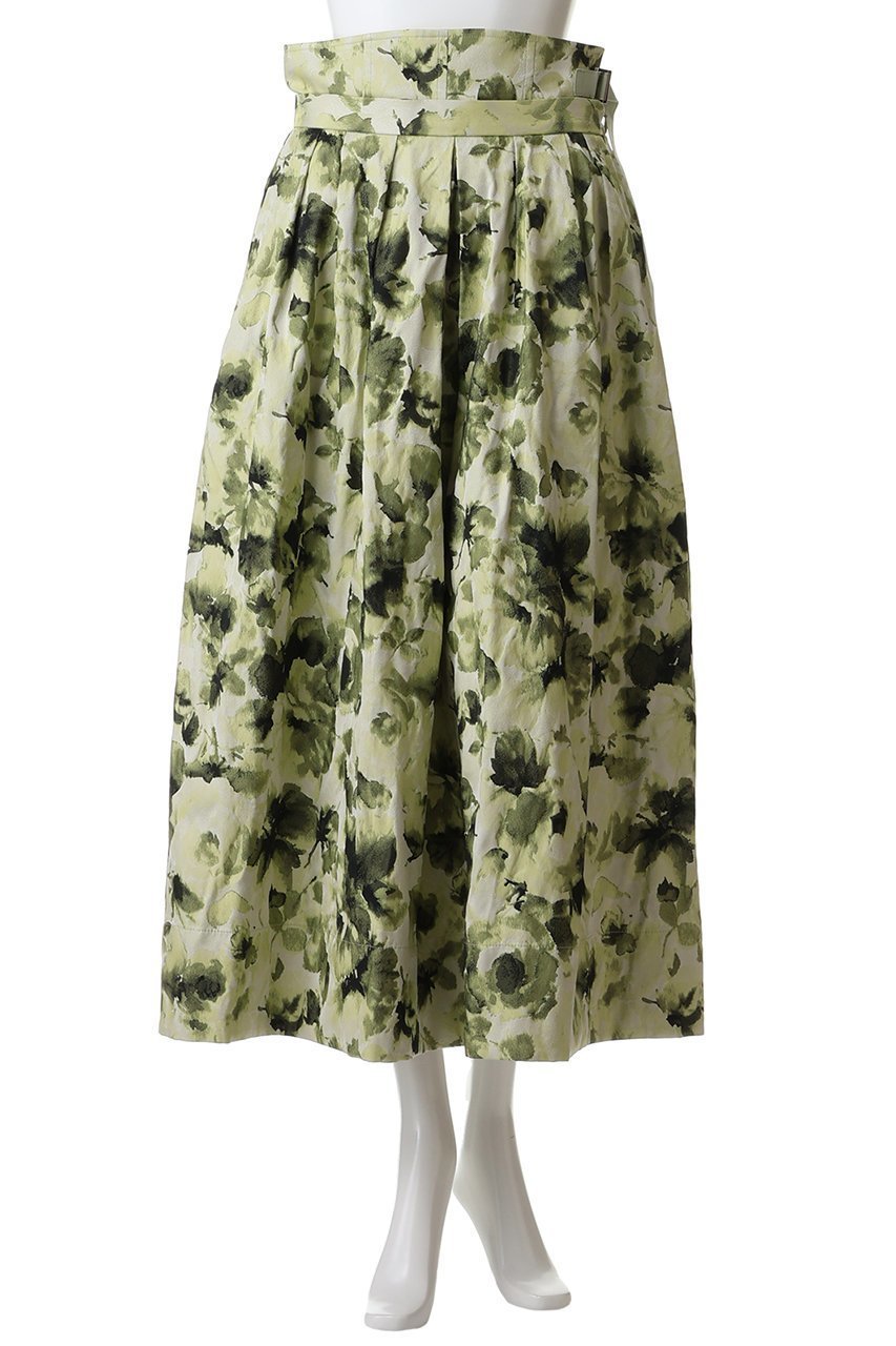 【エブール/ebure】のフラワータフタ ベルテッドスカート 人気、トレンドファッション・服の通販 founy(ファニー) 　ファッション　Fashion　レディースファッション　Fashion for Women　スカート　Skirts　2026年　2026　おすすめ　Recommended / Our Picks　イエロー　Yellow　コルセット　Corset, Bustier　シェイプ　Shape, Slim Fit　タフタ　Taffeta, Structured Fabric　フラワー　Flower, Floral　プリント　Print, Printed Pattern　夏　Summer　春　Spring　S/S・春夏　SS, Spring/Summer, Warm Season　other-2|ID: prp329100004782595 ipo3291000000035494220