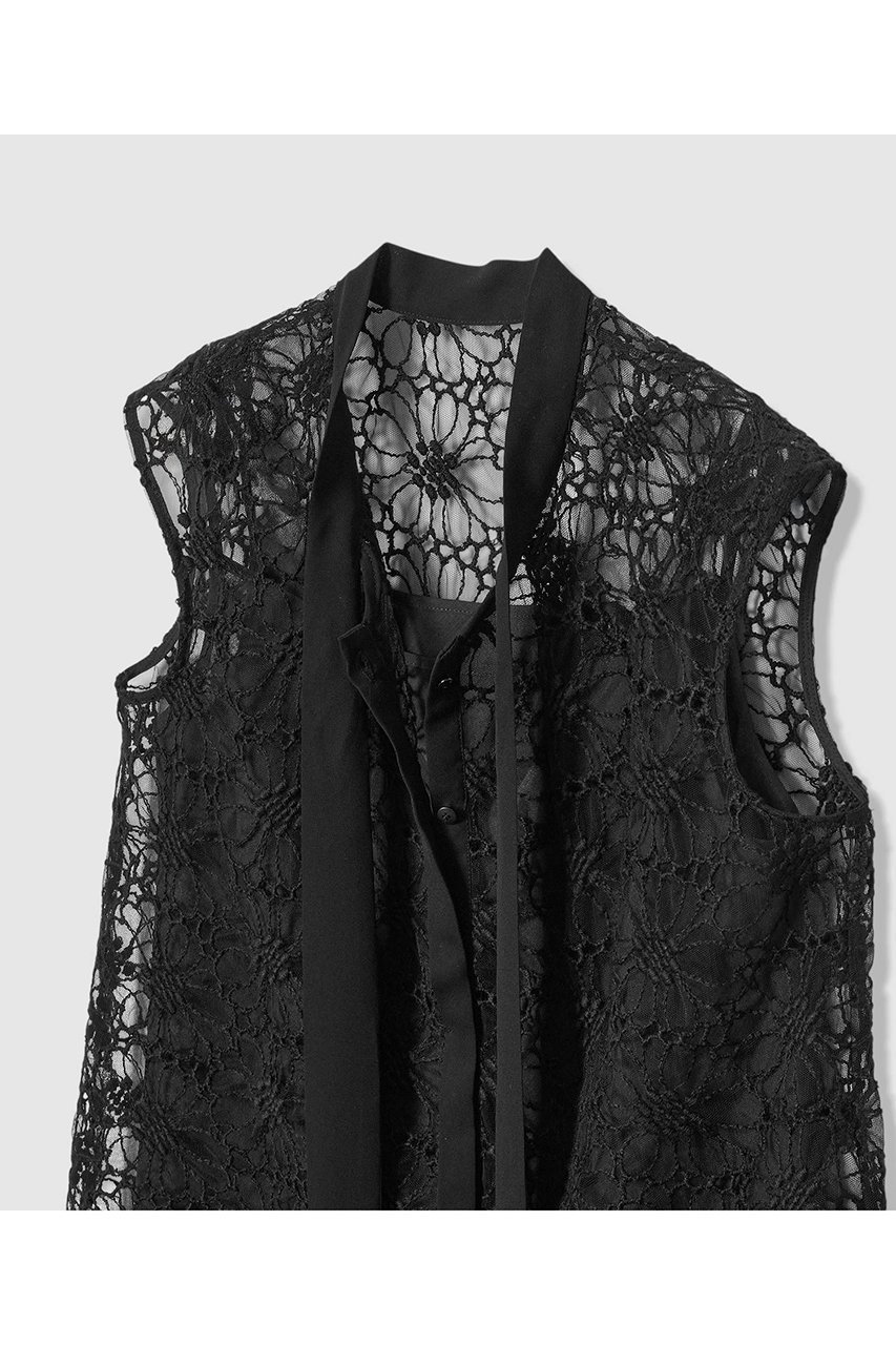 【アナイ/ANAYI】のフラワー刺繍ボウブラウス 人気、トレンドファッション・服の通販 founy(ファニー) 　ファッション　Fashion　レディースファッション　Fashion for Women　トップス・カットソー　Cut & Sew Tops　キャミソール&ノースリーブ　Camisoles & Sleeveless Tops　シャツ・ブラウス・オフィスカジュアル　Elegant Blouses & Button-Ups　2026年　2026　キャミソール　Camisole, Spaghetti Strap Top　ノースリーブ　Sleeveless, No-Sleeve　フラワー　Flower, Floral　ミックス　Mix, Mixed Style　モチーフ　Motif, Design Theme　レース　Lace, Lace Fabric　エレガント 上品　Elegant　夏　Summer　春　Spring　S/S・春夏　SS, Spring/Summer, Warm Season　other-4|ID: prp329100004782622 ipo3291000000034706056