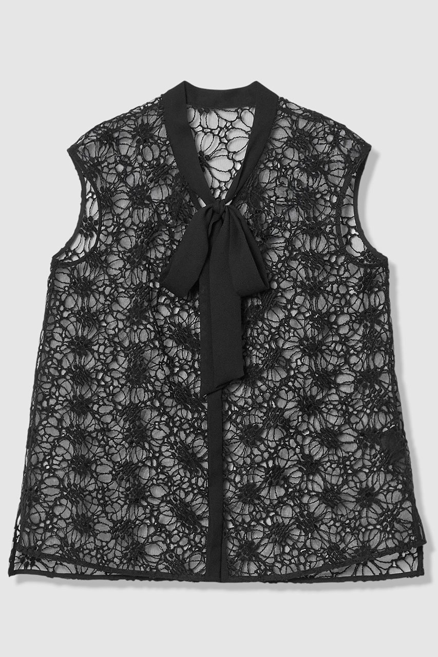 【アナイ/ANAYI】のフラワー刺繍ボウブラウス 人気、トレンドファッション・服の通販 founy(ファニー) 　ファッション　Fashion　レディースファッション　Fashion for Women　トップス・カットソー　Cut & Sew Tops　キャミソール&ノースリーブ　Camisoles & Sleeveless Tops　シャツ・ブラウス・オフィスカジュアル　Elegant Blouses & Button-Ups　2026年　2026　キャミソール　Camisole, Spaghetti Strap Top　ノースリーブ　Sleeveless, No-Sleeve　フラワー　Flower, Floral　ミックス　Mix, Mixed Style　モチーフ　Motif, Design Theme　レース　Lace, Lace Fabric　エレガント 上品　Elegant　夏　Summer　春　Spring　S/S・春夏　SS, Spring/Summer, Warm Season　other-3|ID: prp329100004782622 ipo3291000000036049981