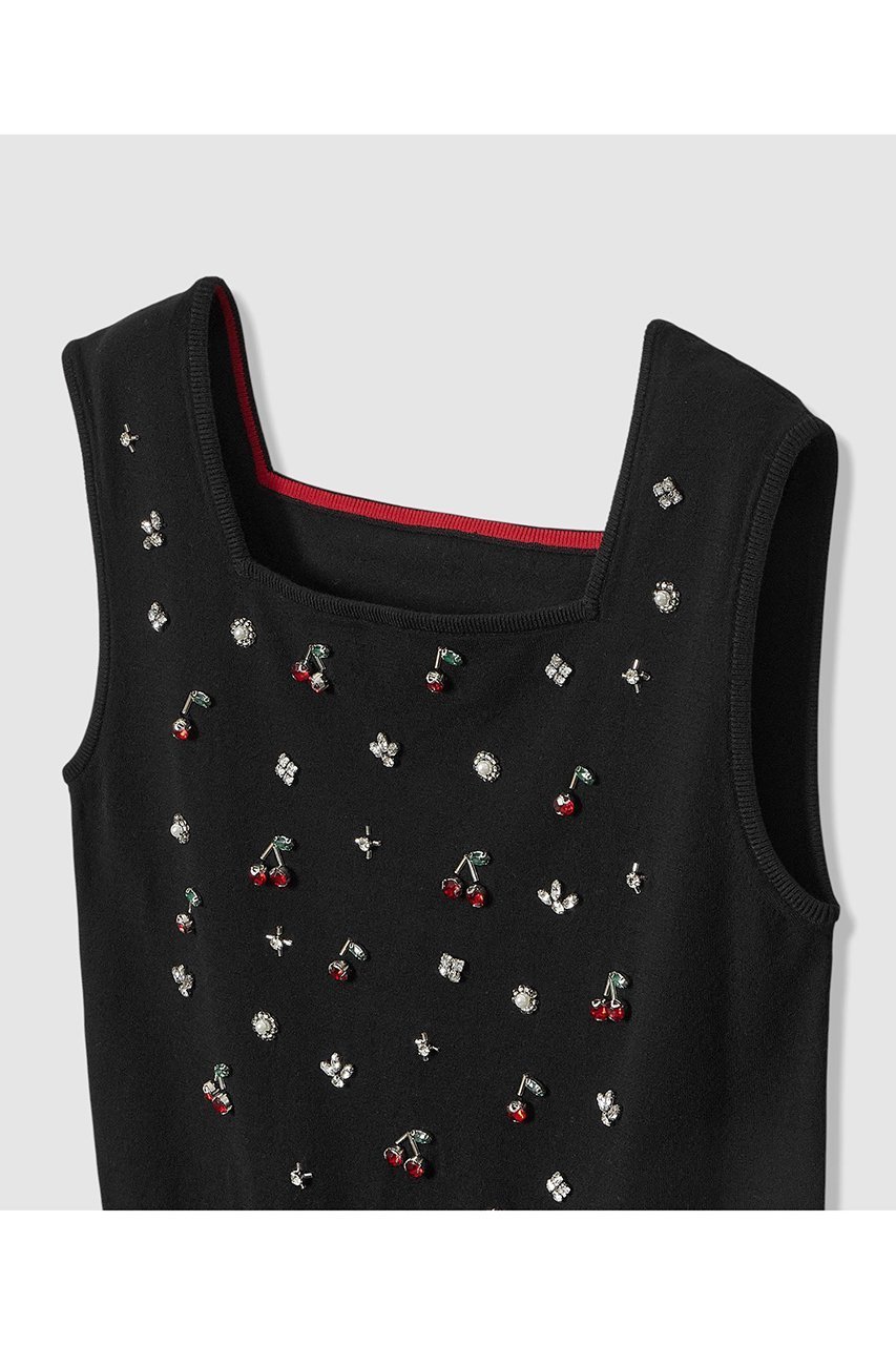 【アルアバイル/allureville】の【LOULOU WILLOUGHBY】CHERRYビジュータンク 人気、トレンドファッション・服の通販 founy(ファニー) 　ファッション　Fashion　レディースファッション　Fashion for Women　トップス・カットソー　Cut & Sew Tops　ニット　Knit Tops & Sweaters　カジュアルプルオーバー・ニットトップス　Pullovers & Knit Tops / Casual Pullovers　2026年　2026　カーディガン　Cardigan, Knitwear　スクエア　Square, Square Shape　タンク　Tank Top, Sleeveless Top　チェリー　Cherry, Cherry Pattern　ビジュー　Bijou, Jewel-like Accent　モチーフ　Motif, Design Theme　夏　Summer　春　Spring　S/S・春夏　SS, Spring/Summer, Warm Season　other-3|ID: prp329100004782627 ipo3291000000034706097