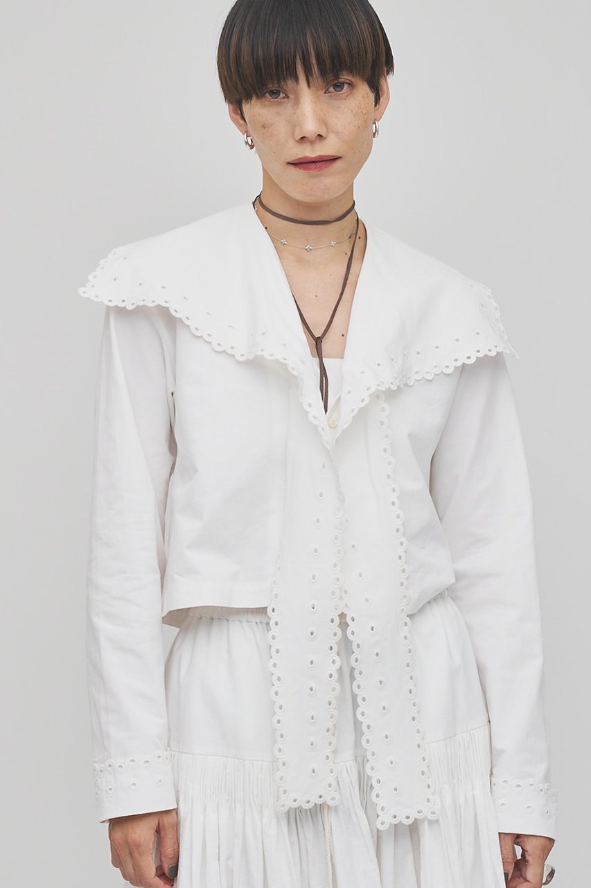 【ウィムガゼット/Whim Gazette】の【GEMINI】スカラップブラウス 人気、トレンドファッション・服の通販 founy(ファニー) ファッション Fashion レディースファッション Fashion for Women トップス・カットソー Cut & Sew Tops シャツ・ブラウス・オフィスカジュアル Elegant Blouses & Button-Ups ジャケット Jacket, Outerwear スカラップ Scallop, Scalloped Edge スリーブ Sleeve, Long Sleeve / Short Sleeve タイプライター Typewriter Fabric, Crisp Cotton ドット Polka Dot, Dot Pattern フランス France, French リネン Linen, Linen Fabric リボン Ribbon, Bow レース Lace, Lace Fabric ロング Long, Long-Length ヴィンテージ Vintage Style other-1|ID: prp329100004784685 ipo3291000000036073321