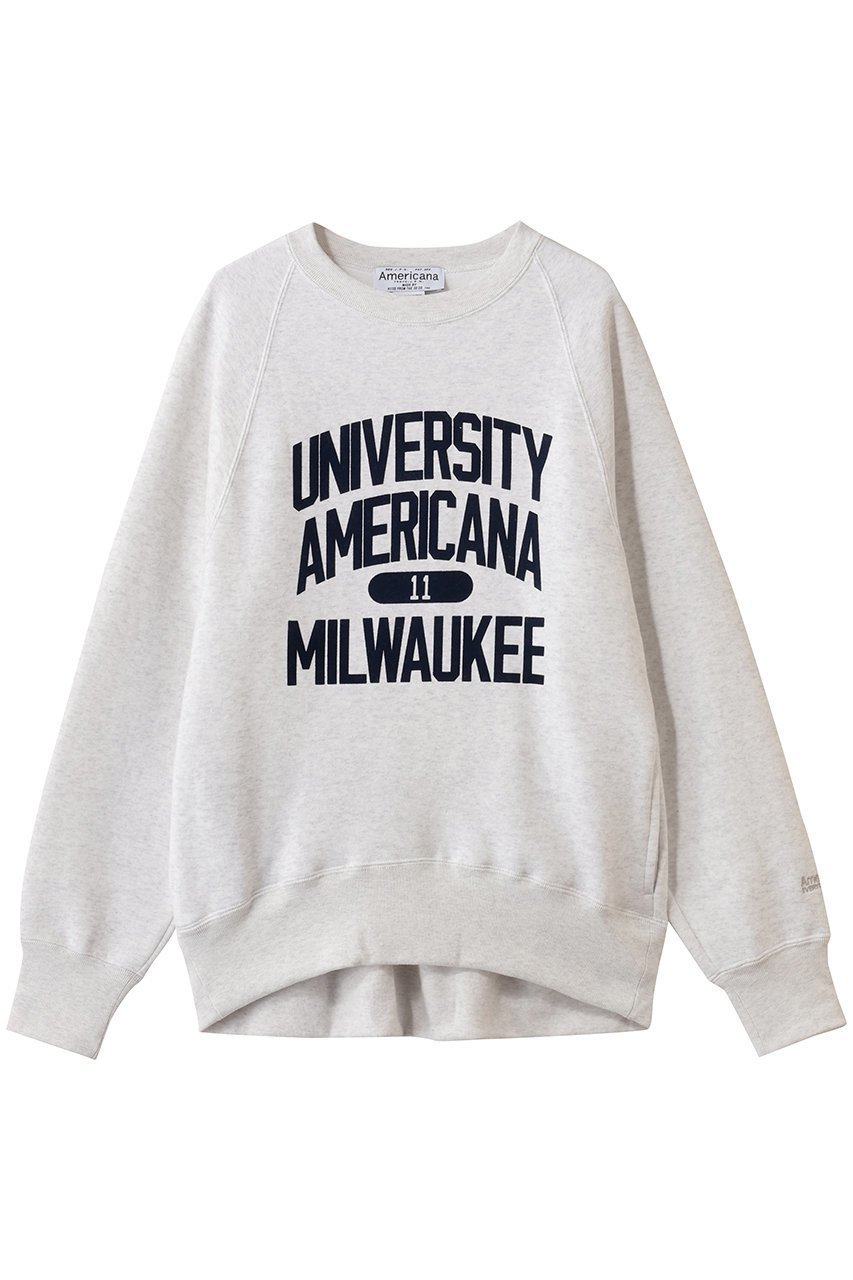 【アメリカーナ/Americana】のボリュームスリーブクルースウェット インテリア・キッズ・メンズ・レディースファッション・服の通販 founy(ファニー) 　ファッション　Fashion　レディースファッション　Fashion for Women　トップス・カットソー　Cut & Sew Tops　シャツ・ブラウス・オフィスカジュアル　Elegant Blouses & Button-Ups　レディースパーカー・カジュアルフーディー　Casual Hoodies & Sweatshirts　ロングTシャツ・Tシャツ　Longline T-Shirts & Tees　スウェット・クルーネックトップス　Sweatshirts & Crewnecks / Relaxed Fit Sweat Tops　カットソー・ベーシックTシャツ　Cut-and-Sewn Tops / Stretch Tees & Basics　ボリューム袖・フリルスリーブブラウス　Voluminous & Ruffle Sleeves / Puffy Sleeve Tops　スリーブ　Sleeve, Long Sleeve / Short Sleeve　デニム　Denim, Jeans Material　フロント　Front, Front Design　ロング　Long, Long-Length　新作・新入荷　New Arrivals / New In　アッシュ|ID: prp329100004784701 ipo3291000000034735098