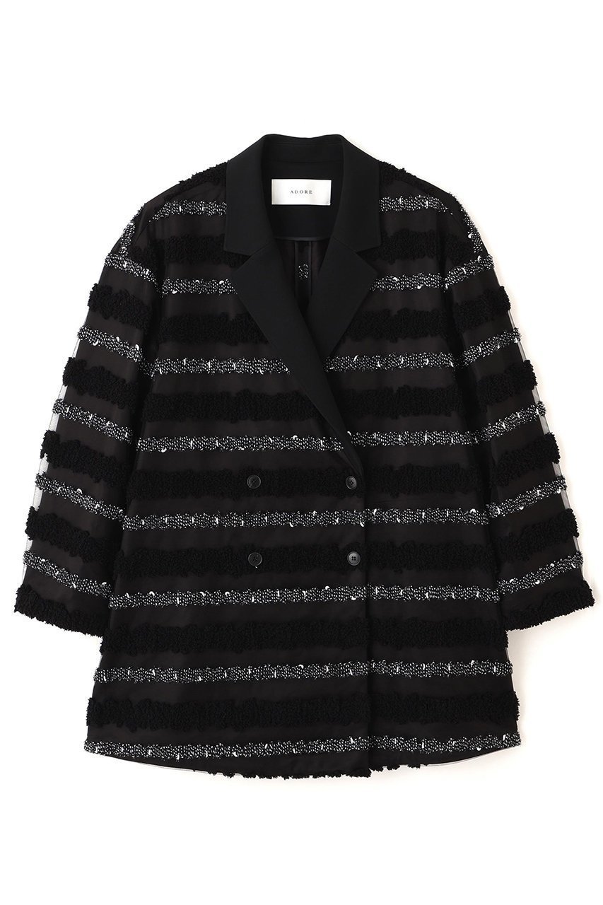 【アドーア/ADORE】のチャンキーテープボーダージャケット インテリア・キッズ・メンズ・レディースファッション・服の通販 founy(ファニー) ファッション Fashion レディースファッション Fashion for Women アウター Coat / Outerwear Collection レディースジャケット・軽アウター Jackets ジャケット Jacket, Outerwear ボーダー Border, Stripe 無地 Plain, Solid Color ブラック|ID: prp329100004789311 ipo3291000000035839091