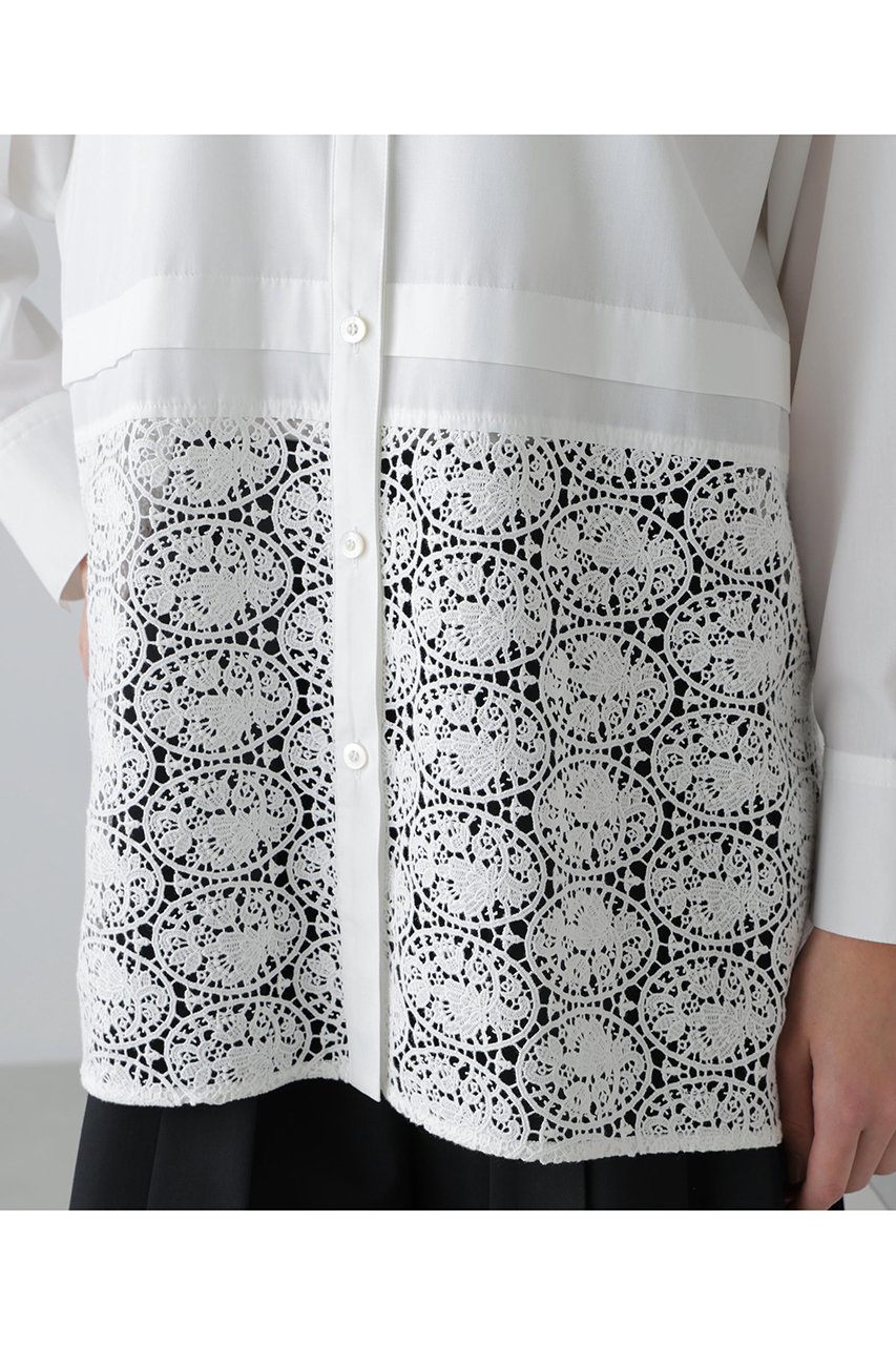 【アドーア/ADORE】のレーシーヘムブラウス 人気、トレンドファッション・服の通販 founy(ファニー) 　ファッション　Fashion　レディースファッション　Fashion for Women　トップス・カットソー　Cut & Sew Tops　シャツ・ブラウス・オフィスカジュアル　Elegant Blouses & Button-Ups　ケミカル　Chemical, Chemical Wash　シンプル　Simple, Minimal　スリーブ　Sleeve, Long Sleeve / Short Sleeve　タイプライター　Typewriter Fabric, Crisp Cotton　ボトム　Bottoms, Lower Wear　レース　Lace, Lace Fabric　ロング　Long, Long-Length　エレガント 上品　Elegant　other-8|ID: prp329100004789318 ipo3291000000034755046