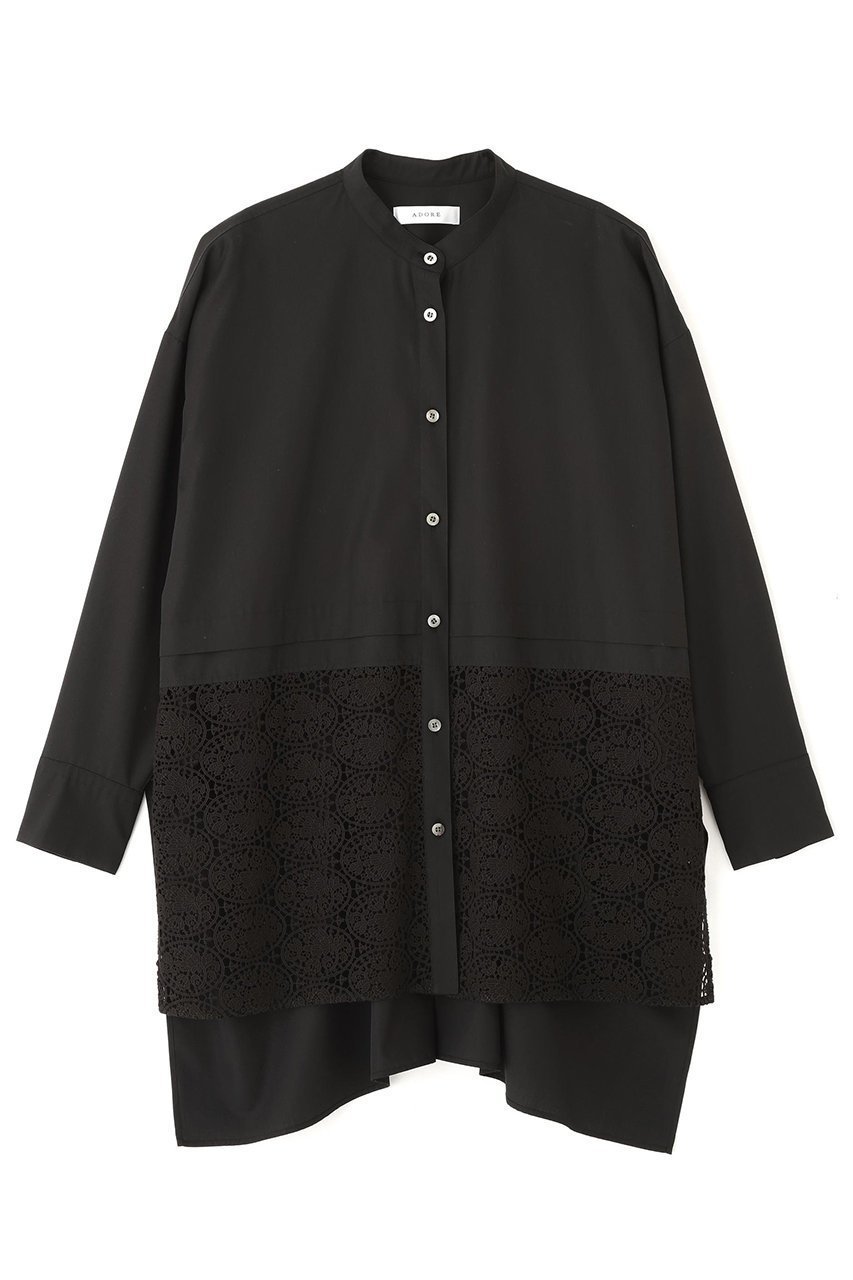 【アドーア/ADORE】のレーシーヘムブラウス インテリア・キッズ・メンズ・レディースファッション・服の通販 founy(ファニー) ファッション Fashion レディースファッション Fashion for Women トップス・カットソー Cut & Sew Tops シャツ・ブラウス・オフィスカジュアル Elegant Blouses & Button-Ups ケミカル Chemical, Chemical Wash シンプル Simple, Minimal スリーブ Sleeve, Long Sleeve / Short Sleeve タイプライター Typewriter Fabric, Crisp Cotton ボトム Bottoms, Lower Wear レース Lace, Lace Fabric ロング Long, Long-Length エレガント 上品 Elegant ブラック|ID: prp329100004789318 ipo3291000000035730008