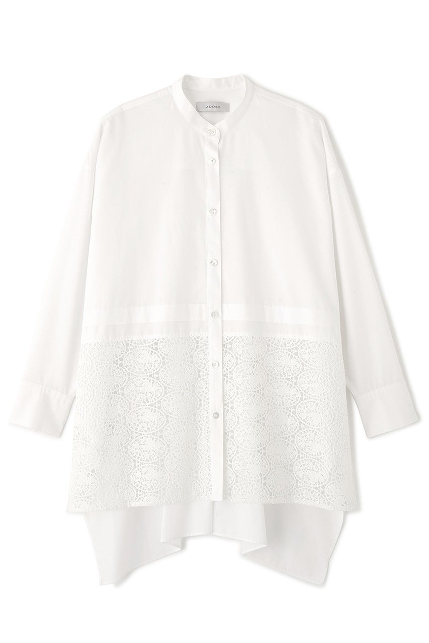 【アドーア/ADORE】のレーシーヘムブラウス インテリア・キッズ・メンズ・レディースファッション・服の通販 founy(ファニー) ファッション Fashion レディースファッション Fashion for Women トップス・カットソー Cut & Sew Tops シャツ・ブラウス・オフィスカジュアル Elegant Blouses & Button-Ups ケミカル Chemical, Chemical Wash シンプル Simple, Minimal スリーブ Sleeve, Long Sleeve / Short Sleeve タイプライター Typewriter Fabric, Crisp Cotton ボトム Bottoms, Lower Wear レース Lace, Lace Fabric ロング Long, Long-Length エレガント 上品 Elegant ホワイト|ID: prp329100004789318 ipo3291000000035730011