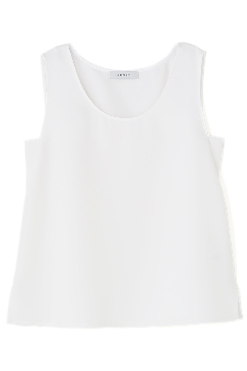 【アドーア/ADORE】のドライタッチWクロスブラウス インテリア・キッズ・メンズ・レディースファッション・服の通販 founy(ファニー) 　ファッション　Fashion　レディースファッション　Fashion for Women　トップス・カットソー　Cut & Sew Tops　キャミソール&ノースリーブ　Camisoles & Sleeveless Tops　シャツ・ブラウス・オフィスカジュアル　Elegant Blouses & Button-Ups　インナー　Innerwear　カーディガン　Cardigan, Knitwear　ジャケット　Jacket, Outerwear　スタンダード　Standard, Basic　ノースリーブ　Sleeveless, No-Sleeve　新作・新入荷　New Arrivals / New In　ホワイト|ID: prp329100004789338 ipo3291000000034755232