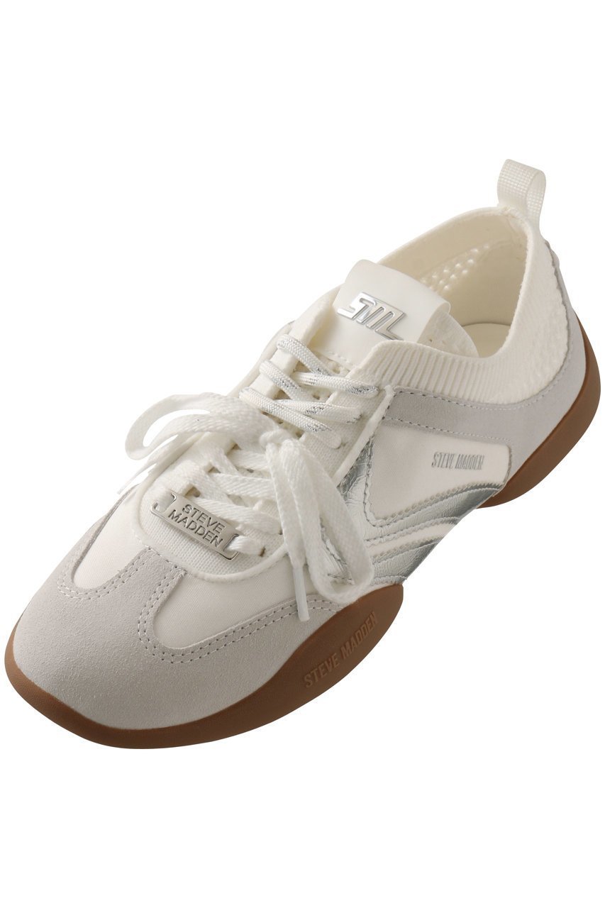 【スティーブマデン/STEVE MADDEN】のBISCOTTI フレアニットスニーカー インテリア・キッズ・メンズ・レディースファッション・服の通販 founy(ファニー) 　ファッション　Fashion　レディースファッション　Fashion for Women　トップス・カットソー　Cut & Sew Tops　ニット　Knit Tops & Sweaters　2026年　2026　シルバー　Silver, Metallic Silver　シンプル　Simple, Minimal　スニーカー　Sneakers, Trainers　フレア　Flare, Flared　プレート　Plate, Dish　エレガント 上品　Elegant　再入荷　Restock / Back in Stock　夏　Summer　春　Spring　S/S・春夏　SS, Spring/Summer, Warm Season　ホワイト/シルバー|ID: prp329100004789365 ipo3291000000035974638