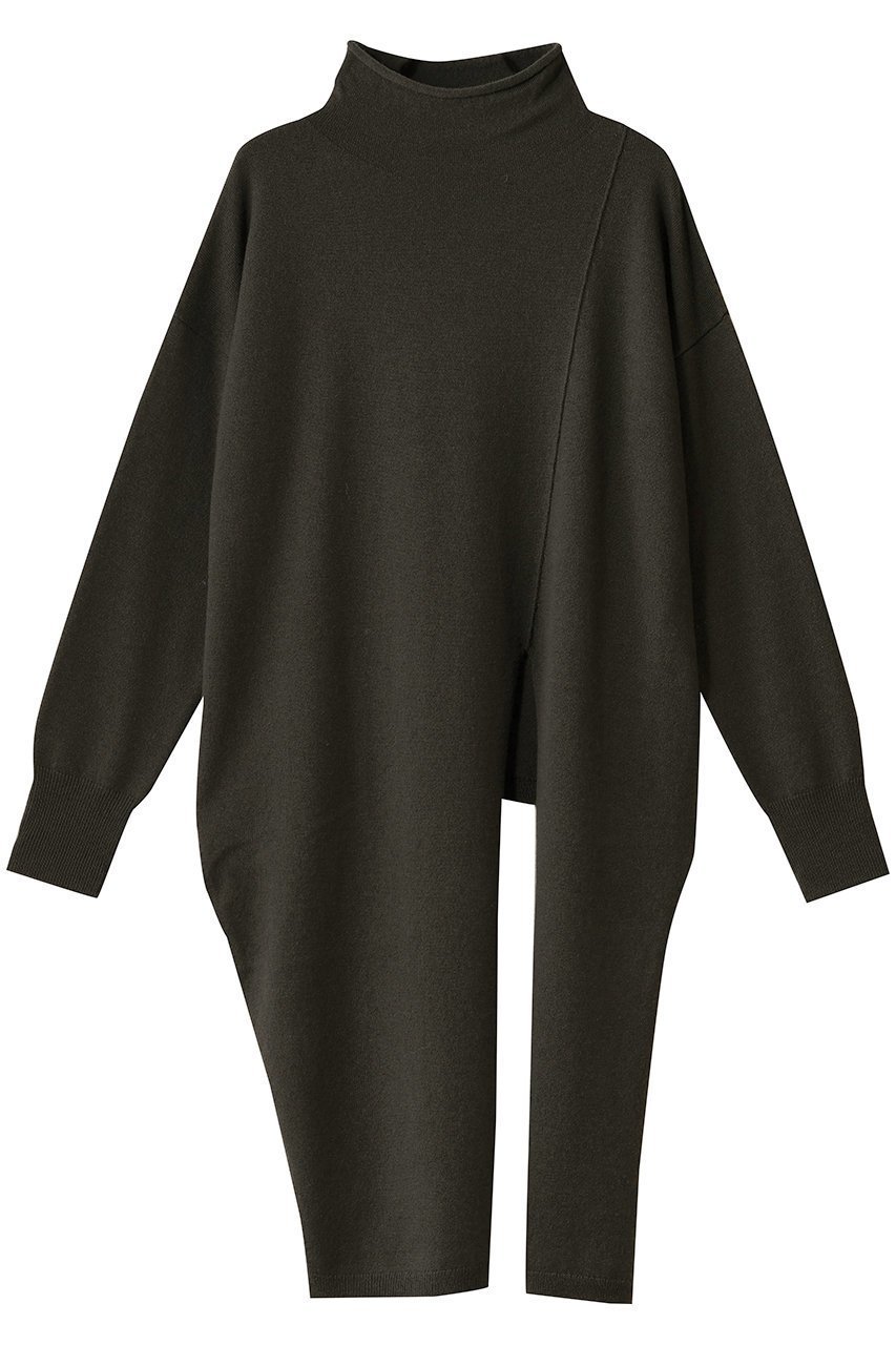 【エステータ/esteta】の【小さいサイズ】クロスニット インテリア・キッズ・メンズ・レディースファッション・服の通販 founy(ファニー) 　ファッション　Fashion　レディースファッション　Fashion for Women　トップス・カットソー　Cut & Sew Tops　ニット　Knit Tops & Sweaters　カジュアルプルオーバー・ニットトップス　Pullovers & Knit Tops / Casual Pullovers　シンプル　Simple, Minimal　スタイリッシュ　Stylish, Fashionable　スリット　Slit, Slit Detail　ハイネック　High Neck, Mock Neck　フロント　Front, Front Design　エレガント 上品　Elegant　カーキ|ID: prp329100004789451 ipo3291000000034756229