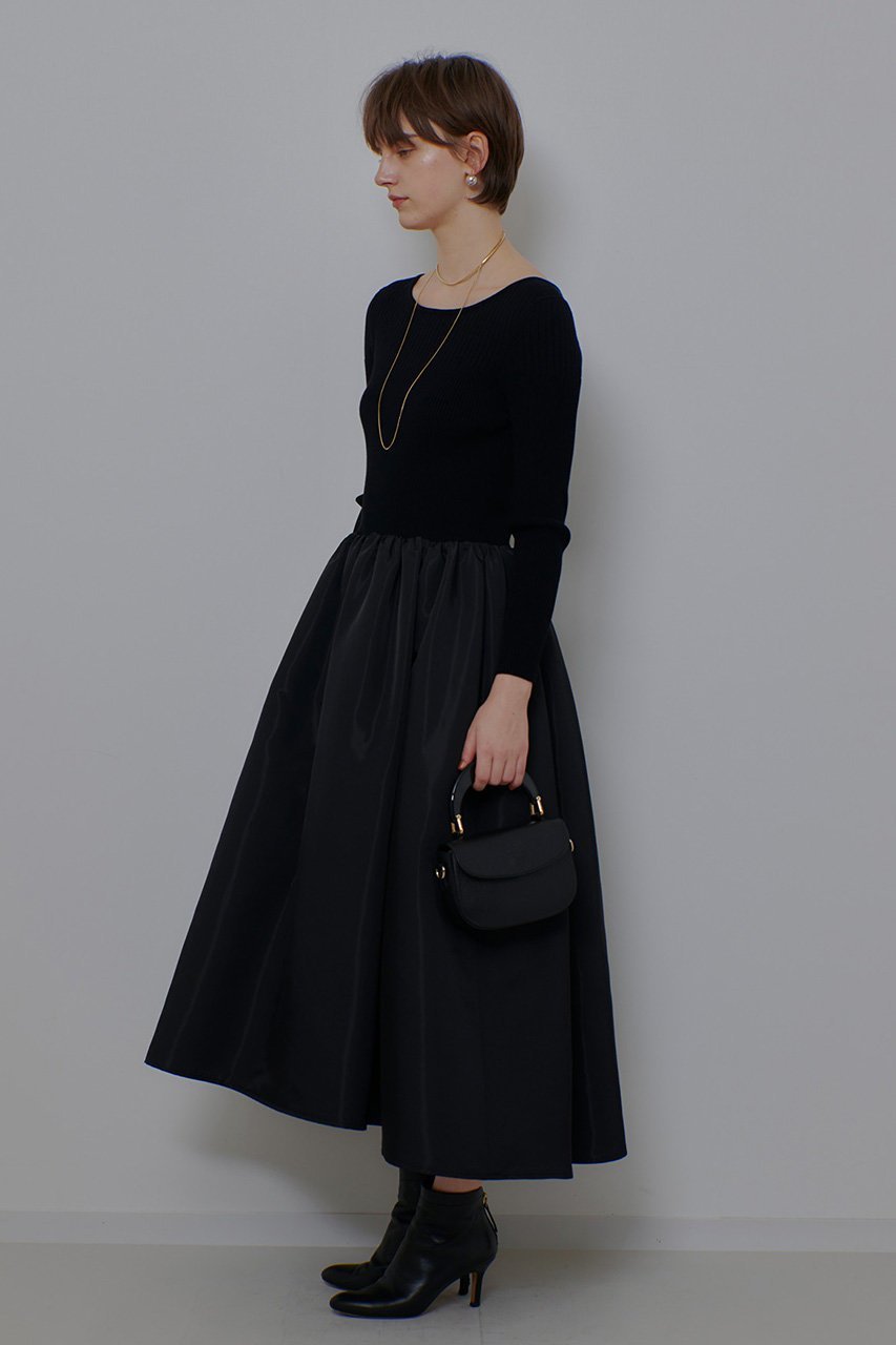 【アルアバイル/allureville】のタフタドッキングニットワンピース 人気、トレンドファッション・服の通販 founy(ファニー) 　ファッション　Fashion　レディースファッション　Fashion for Women　ワンピース　Dresses　ニットワンピース　Knit Dresses　チュニック　Tunic Tops & Dresses　2026年　2026　アクセサリー　Fashion Accessories　エレガント 上品　Elegant　シューズ　Shoes, Footwear　ダウン　Down, Puffer　チュニック　Tunic, Long Top　ドッキング　Docking, Mixed Material　ドレス　Dress, One-Piece　バランス　Balance, Style Balance　パーティ　Party, Party Style　パール　Pearl, Pearl Accent　フラット　Flat, Flat Shoes　ロング　Long, Long-Length　夏　Summer　春　Spring　S/S・春夏　SS, Spring/Summer, Warm Season　羽織　Haori, Light Jacket　other-4|ID: prp329100004789516 ipo3291000000034756651