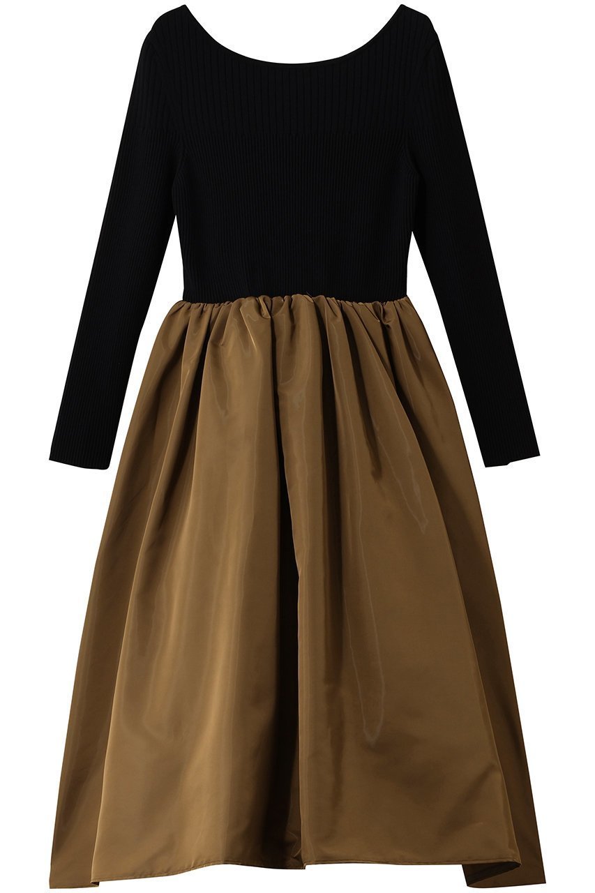 【アルアバイル/allureville】のタフタドッキングニットワンピース インテリア・キッズ・メンズ・レディースファッション・服の通販 founy(ファニー) 　ファッション　Fashion　レディースファッション　Fashion for Women　ワンピース　Dresses　ニットワンピース　Knit Dresses　チュニック　Tunic Tops & Dresses　2026年　2026　アクセサリー　Fashion Accessories　エレガント 上品　Elegant　シューズ　Shoes, Footwear　ダウン　Down, Puffer　チュニック　Tunic, Long Top　ドッキング　Docking, Mixed Material　ドレス　Dress, One-Piece　バランス　Balance, Style Balance　パーティ　Party, Party Style　パール　Pearl, Pearl Accent　フラット　Flat, Flat Shoes　ロング　Long, Long-Length　夏　Summer　春　Spring　S/S・春夏　SS, Spring/Summer, Warm Season　羽織　Haori, Light Jacket　ブラウン|ID: prp329100004789516 ipo3291000000035566546