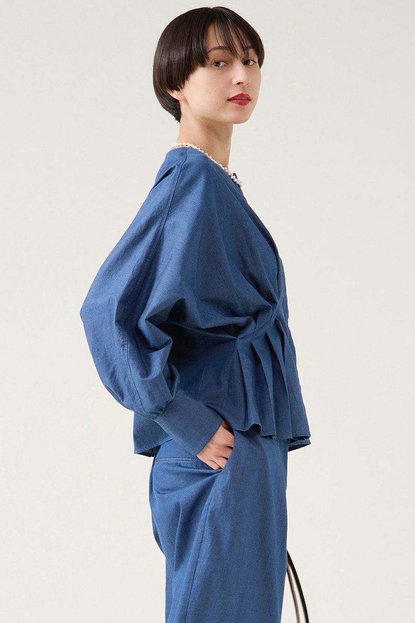 【マルティニーク/martinique】のデニムドルマンタックブラウス(セットアップ可) 人気、トレンドファッション・服の通販 founy(ファニー) 　ファッション　Fashion　レディースファッション　Fashion for Women　トップス・カットソー　Cut & Sew Tops　シャツ・ブラウス・オフィスカジュアル　Elegant Blouses & Button-Ups　2026年　2026　おすすめ　Recommended / Our Picks　ストレッチ　Stretch, Stretchy Fabric　スリーブ　Sleeve, Long Sleeve / Short Sleeve　セットアップ　Set-Up, Coordinated Outfit　デニム　Denim, Jeans Material　ペプラム　Peplum, Flared Hem　ロング　Long, Long-Length　エレガント 上品　Elegant　夏　Summer　春　Spring　S/S・春夏　SS, Spring/Summer, Warm Season　other-3|ID: prp329100004789522 ipo3291000000034756704