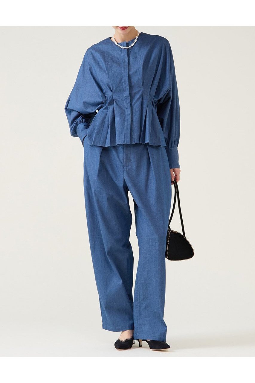 【マルティニーク/martinique】のデニムドルマンタックブラウス(セットアップ可) 人気、トレンドファッション・服の通販 founy(ファニー) 　ファッション　Fashion　レディースファッション　Fashion for Women　トップス・カットソー　Cut & Sew Tops　シャツ・ブラウス・オフィスカジュアル　Elegant Blouses & Button-Ups　2026年　2026　おすすめ　Recommended / Our Picks　ストレッチ　Stretch, Stretchy Fabric　スリーブ　Sleeve, Long Sleeve / Short Sleeve　セットアップ　Set-Up, Coordinated Outfit　デニム　Denim, Jeans Material　ペプラム　Peplum, Flared Hem　ロング　Long, Long-Length　エレガント 上品　Elegant　夏　Summer　春　Spring　S/S・春夏　SS, Spring/Summer, Warm Season　other-5|ID: prp329100004789522 ipo3291000000034756706